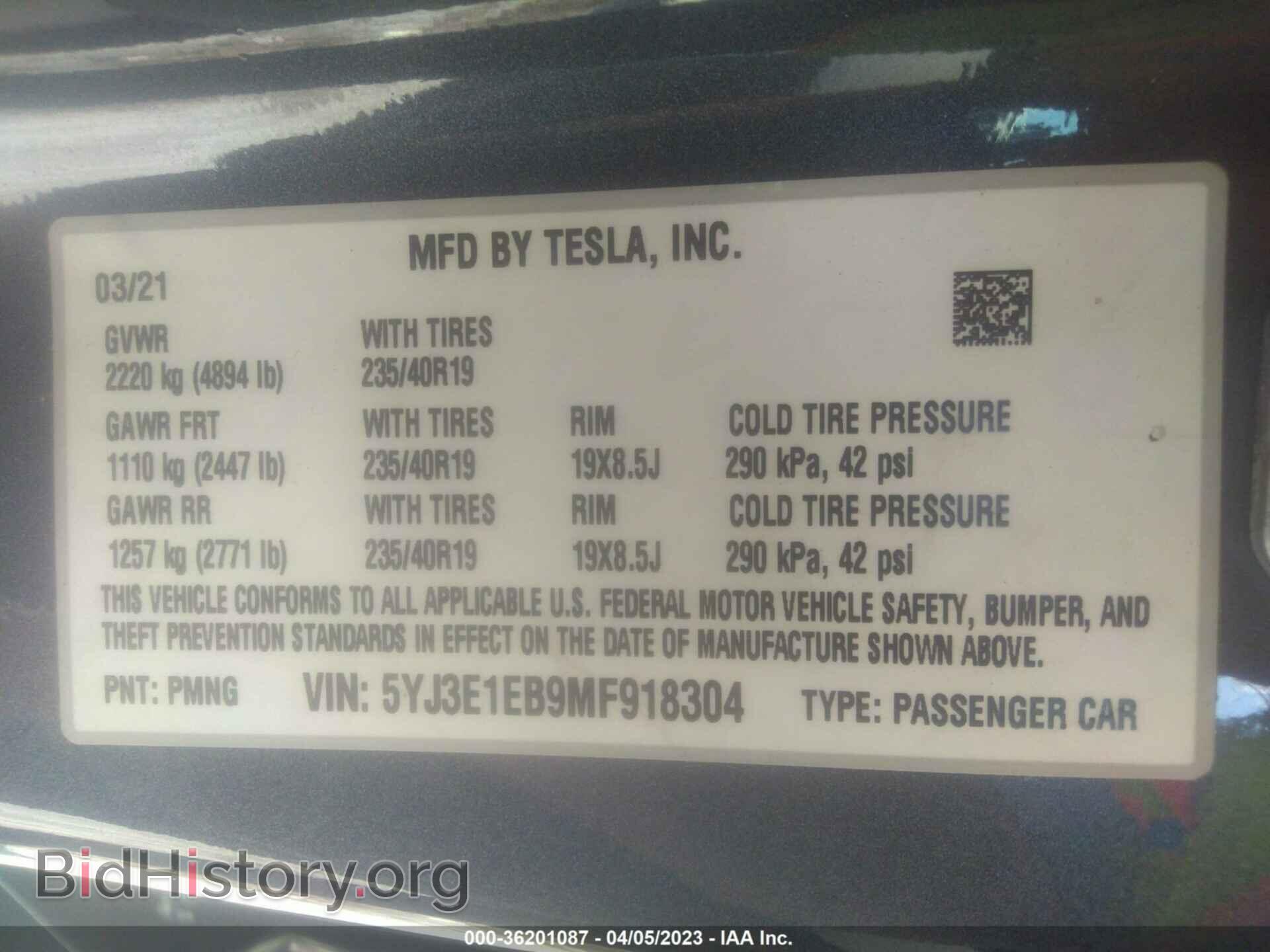 2021 TESLA MODEL 3 - VIN: 5YJ3E1EB9MF918304 - Photo 9