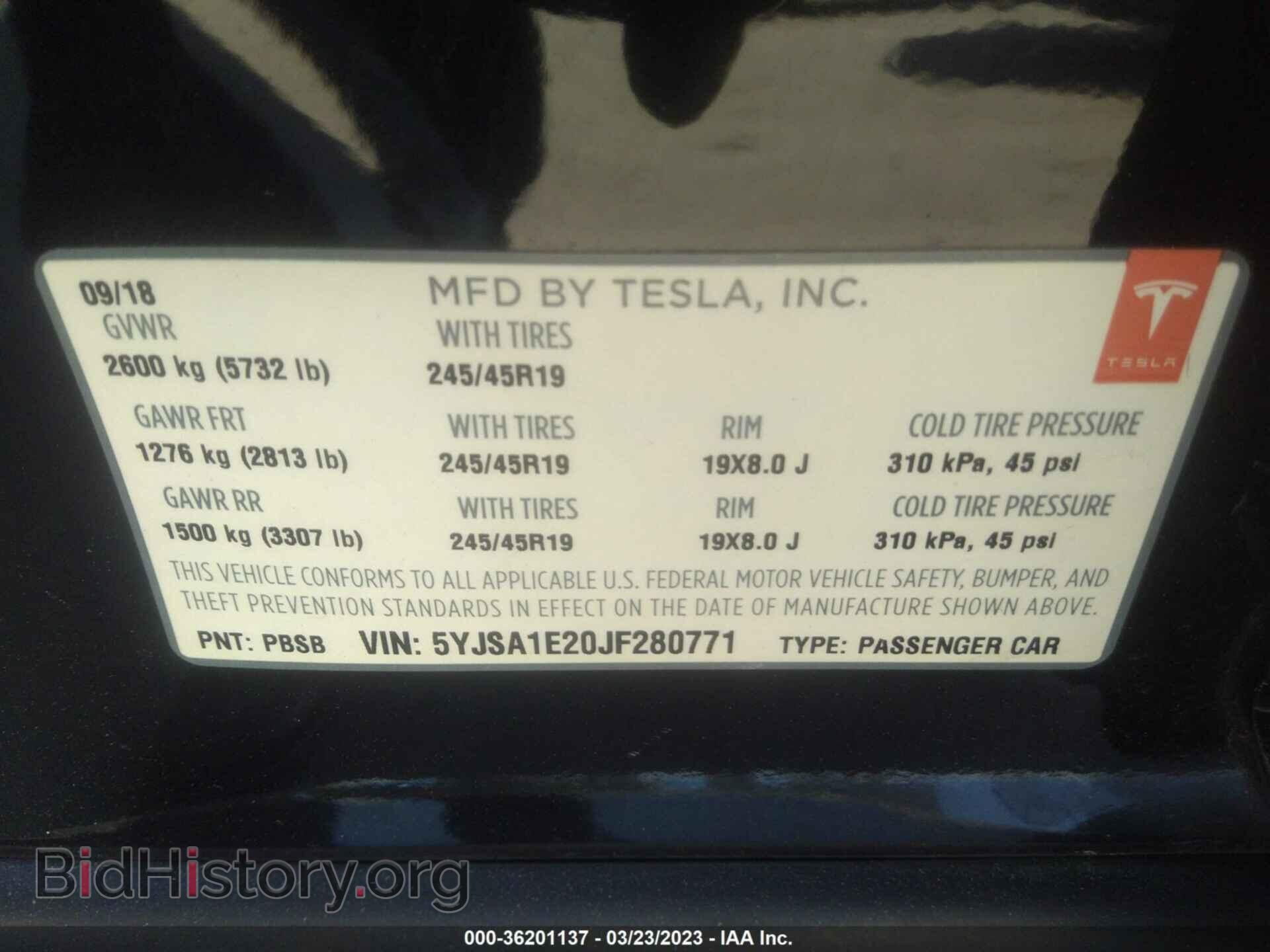 2018 TESLA MODEL S - VIN: 5YJSA1E20JF280771 - Photo 9
