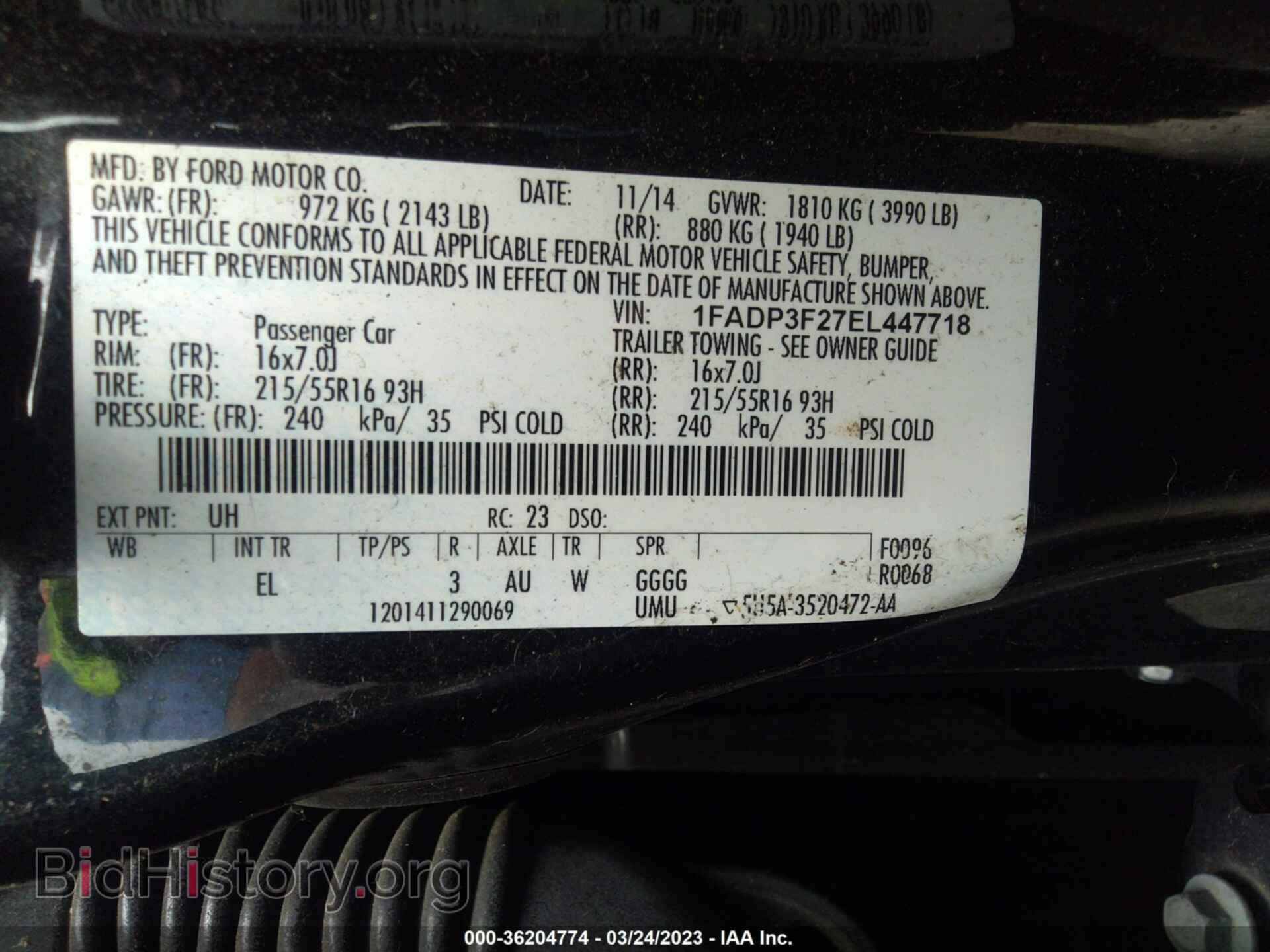 2014 FORD FOCUS - VIN: 1FADP3F27EL447718 - Фото 9