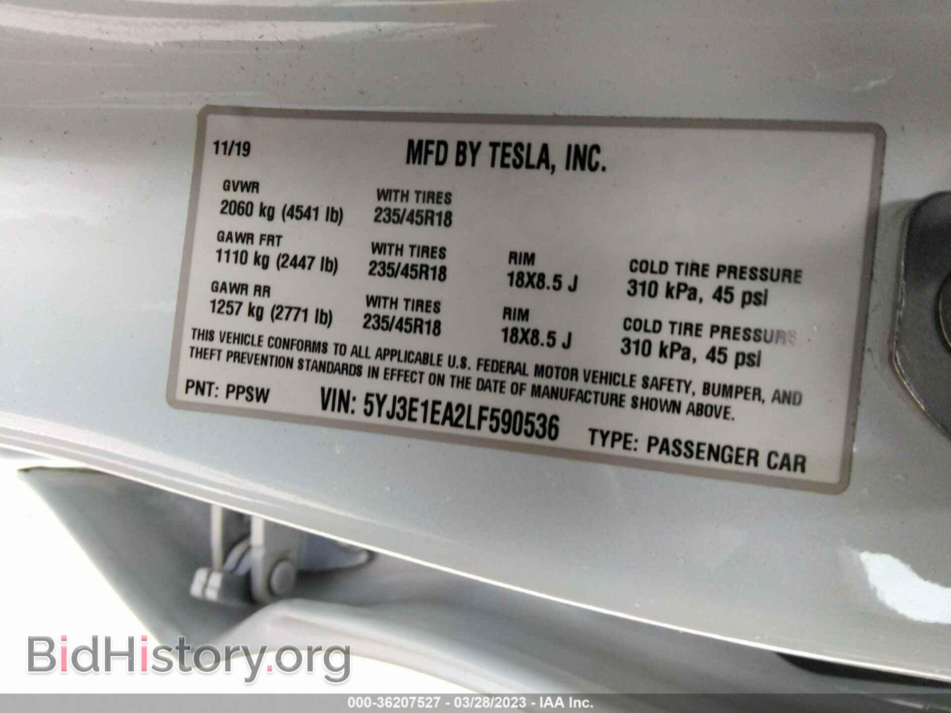 2020 TESLA MODEL 3 - VIN: 5YJ3E1EA2LF590536 - Фото 9