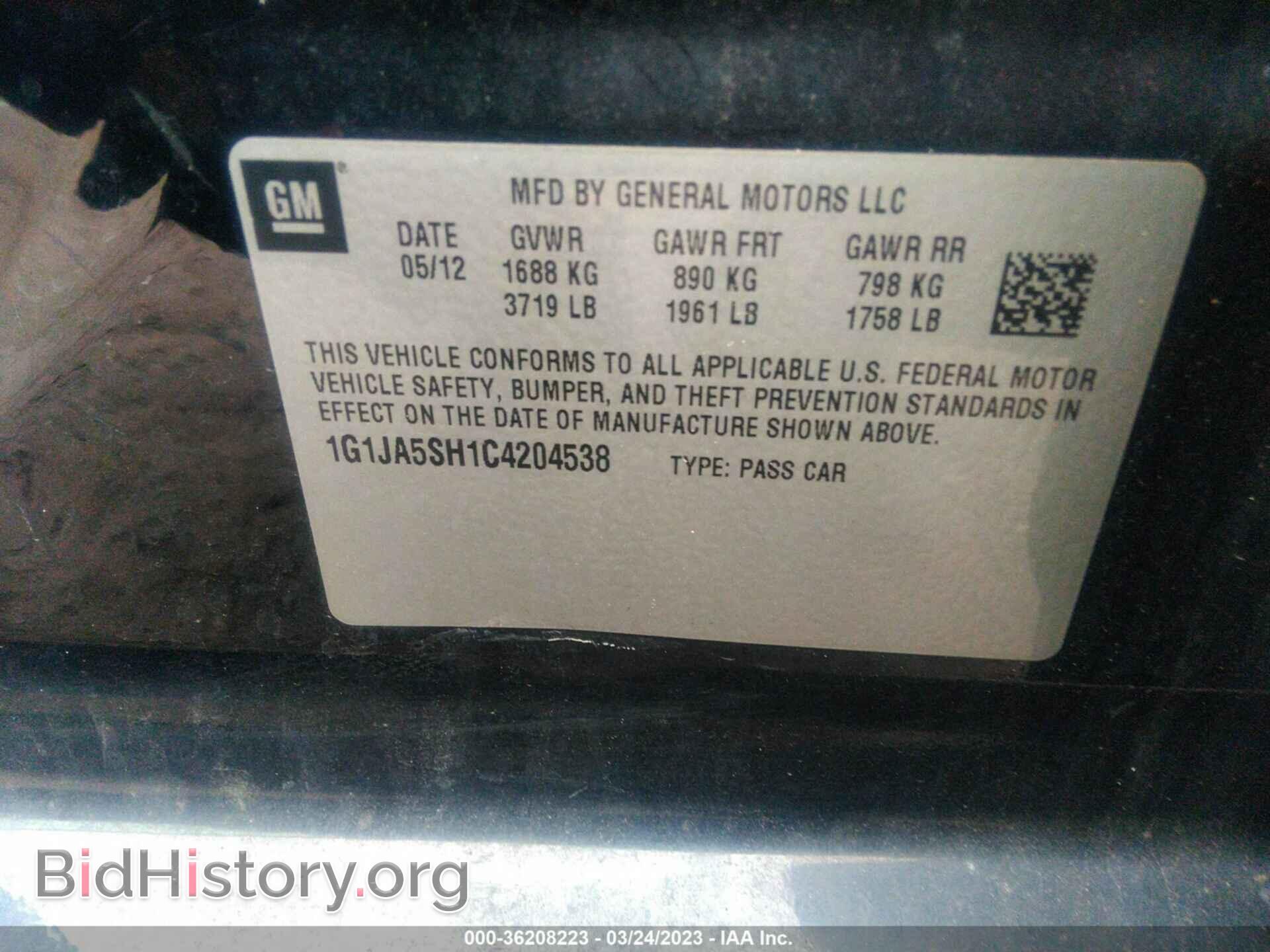 2012 CHEVROLET SONIC - VIN: 1G1JA5SH1C4204538 - Фото 9
