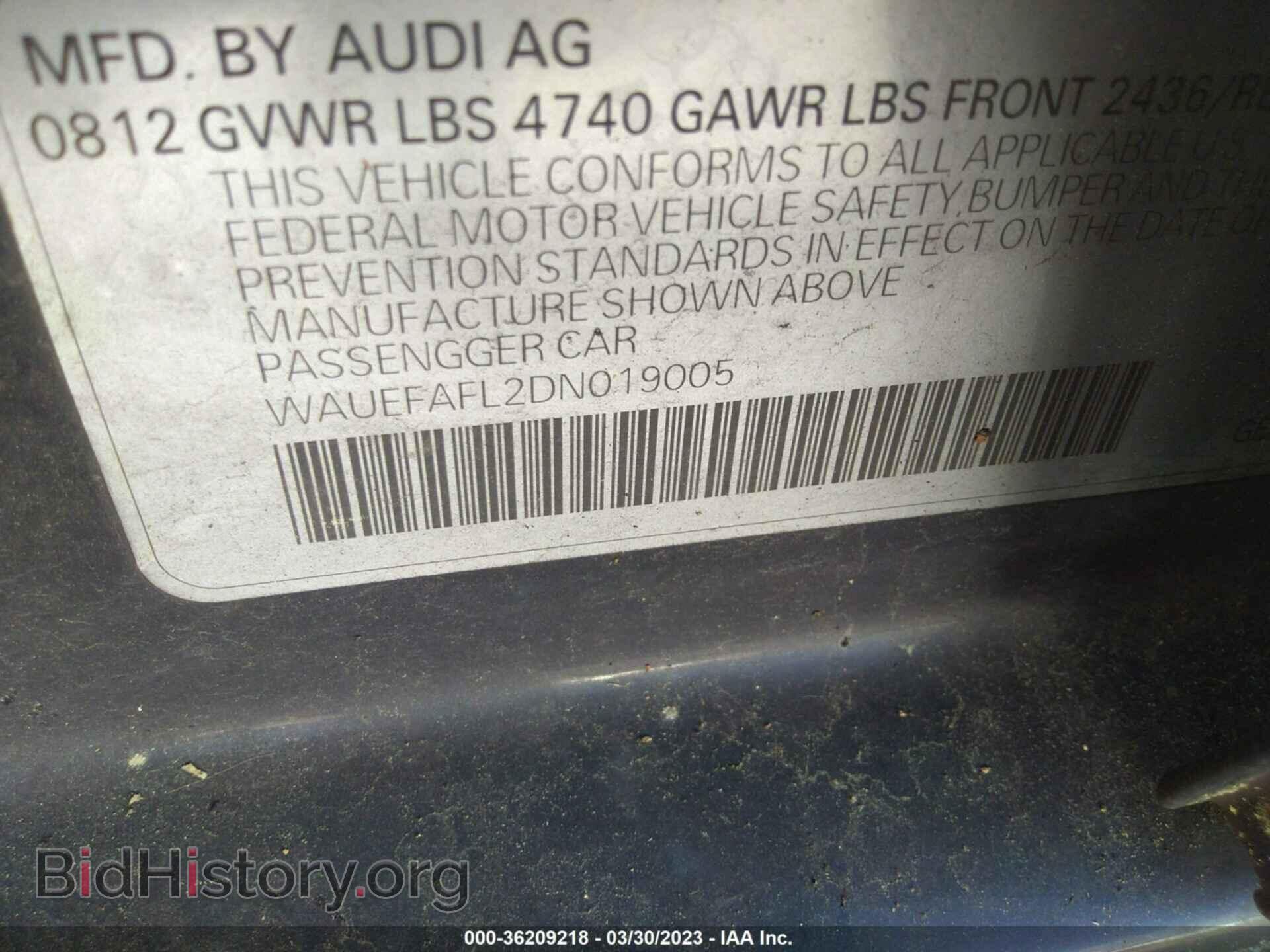 2013 AUDI A4 - VIN: WAUEFAFL2DN019005 - Фото 9