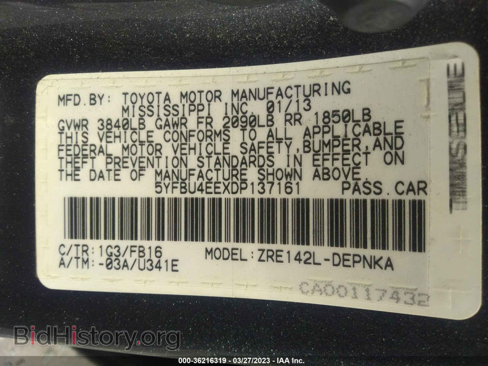 2013 TOYOTA COROLLA - VIN: 5YFBU4EEXDP137161 - Фото 9