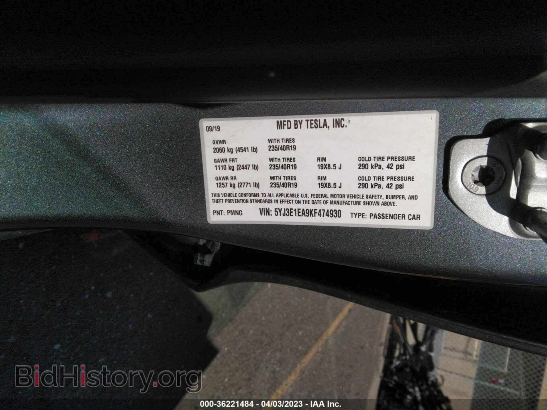 2019 TESLA MODEL 3 - VIN: 5YJ3E1EA9KF474930 - Photo 9