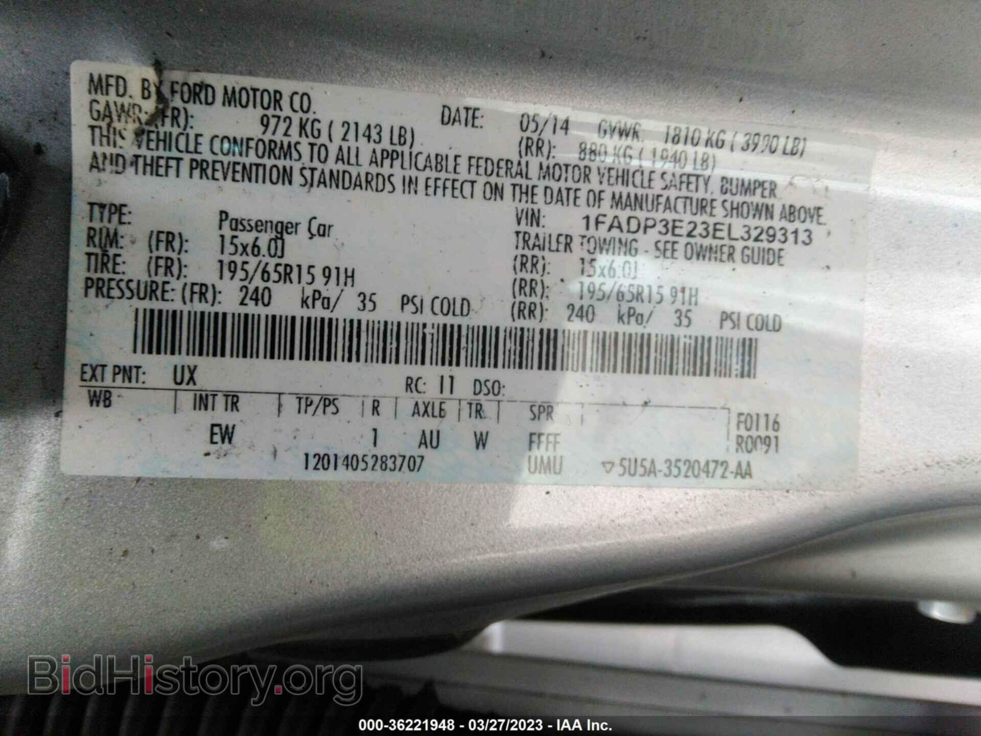 2014 FORD FOCUS - VIN: 1FADP3E23EL329313 - Фото 9