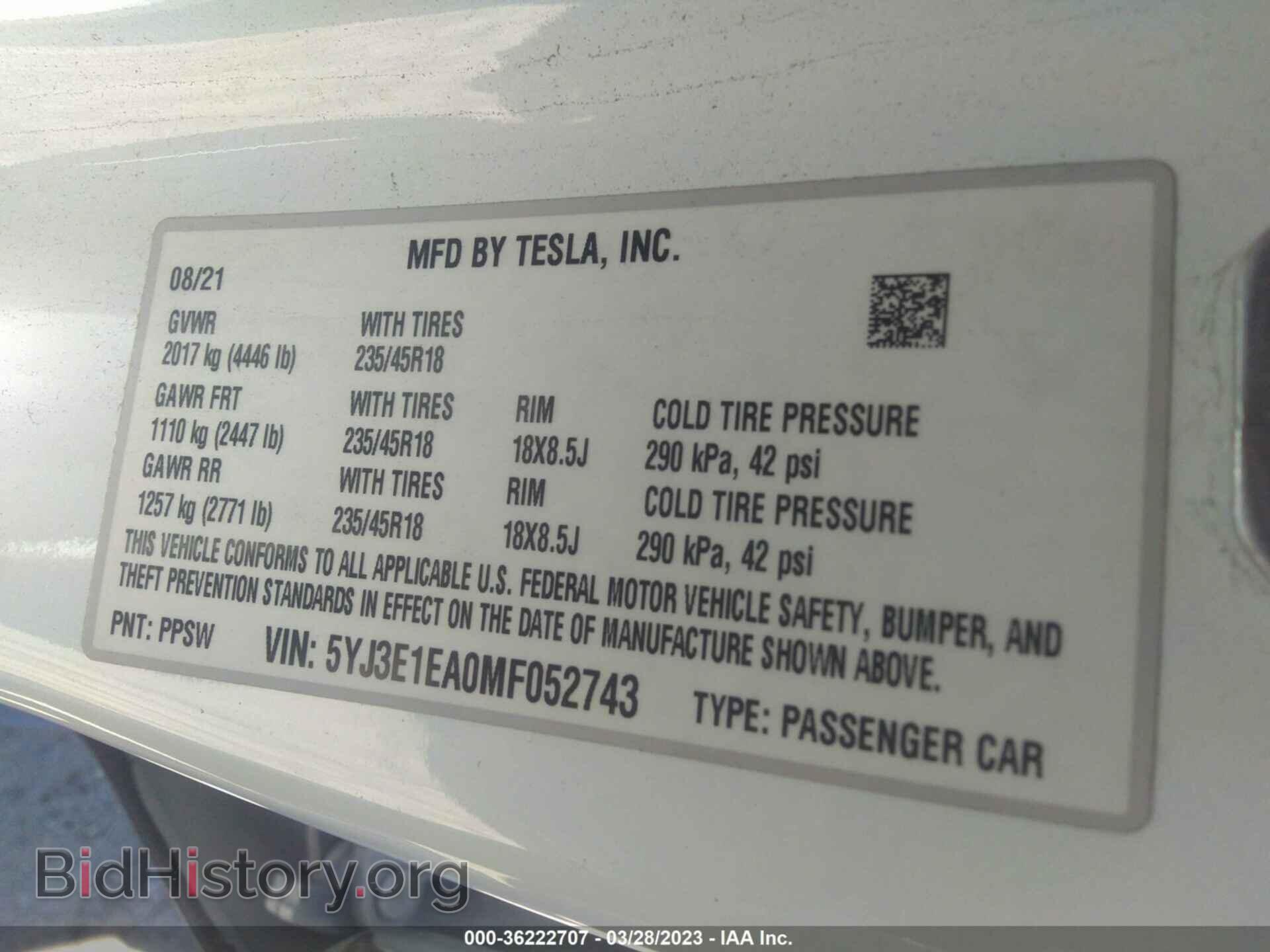 2021 TESLA MODEL 3 - VIN: 5YJ3E1EA0MF052743 - Photo 9