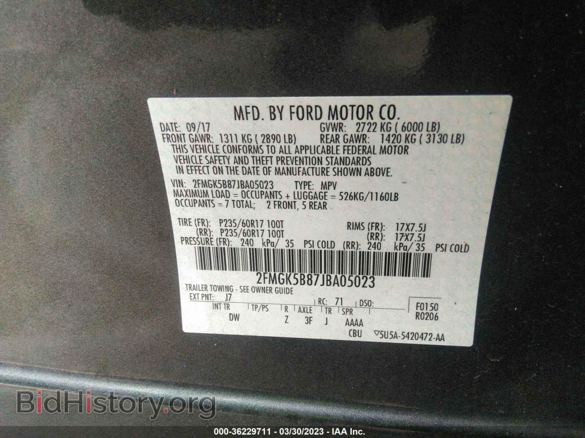 2018 FORD FLEX - VIN: 2FMGK5B87JBA05023 - Photo 9