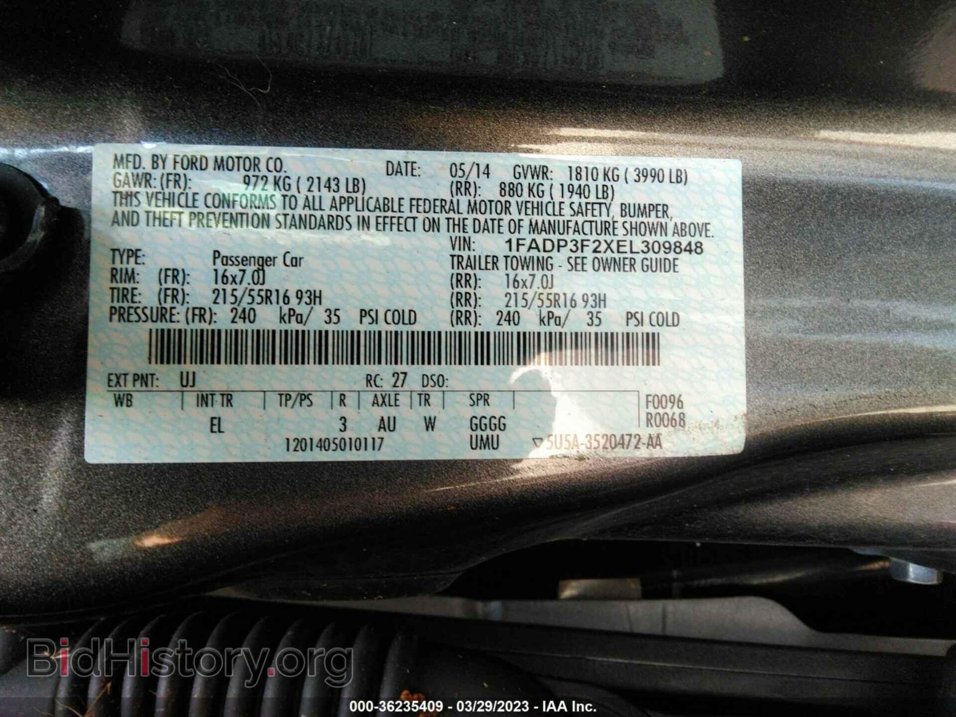 2014 FORD FOCUS - VIN: 1FADP3F2XEL309848 - Фото 9