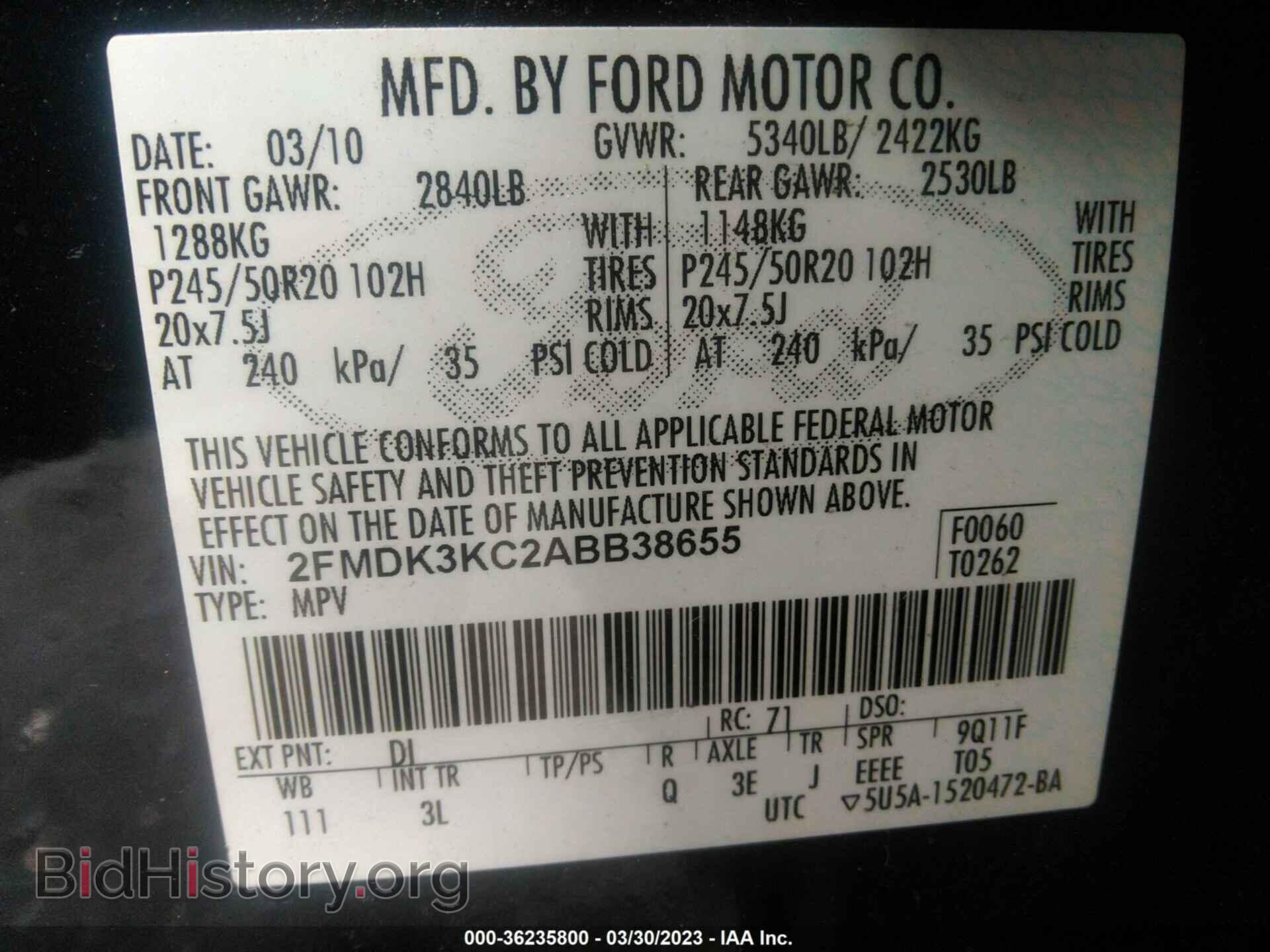 2010 FORD EDGE - VIN: 2FMDK3KC2ABB38655 - Photo 9