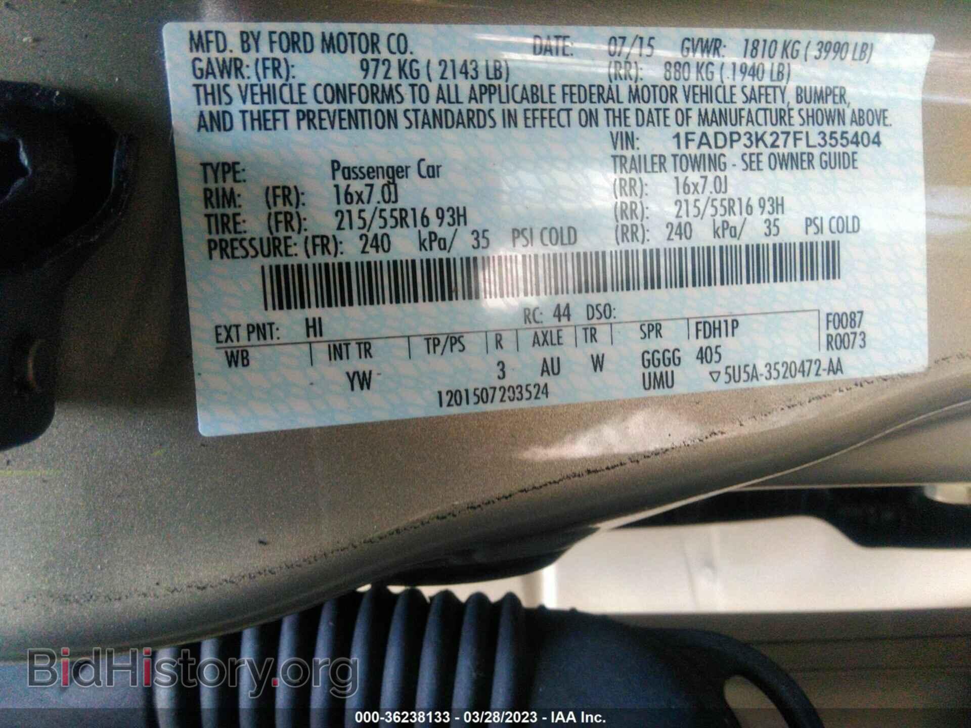 2015 FORD FOCUS - VIN: 1FADP3K27FL355404 - Фото 9