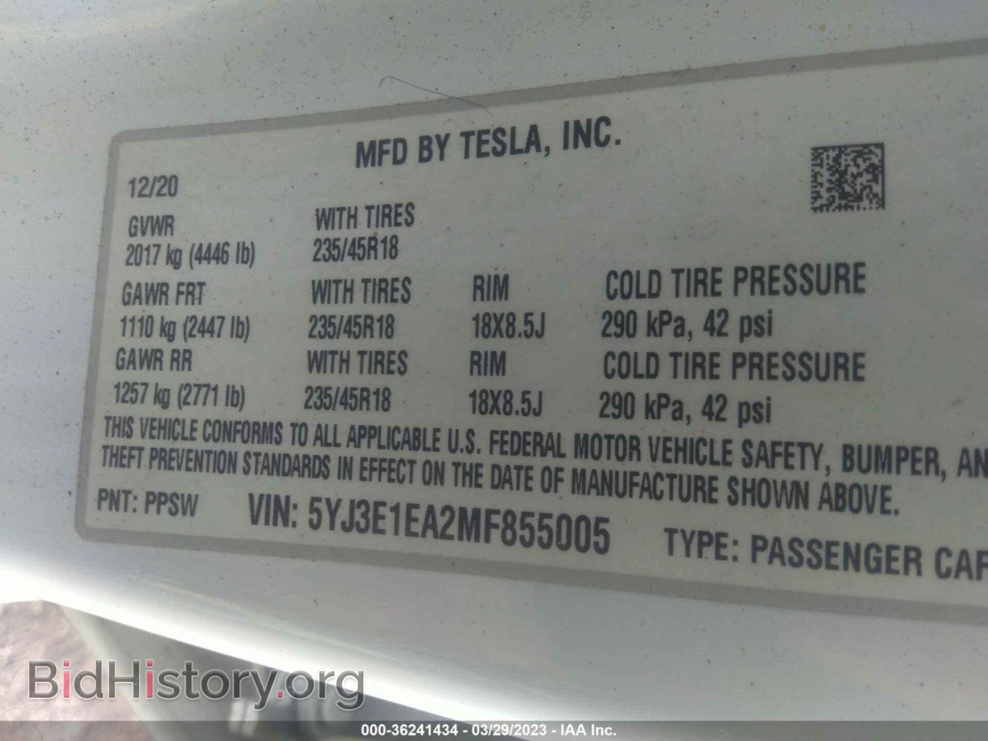 2021 TESLA MODEL 3 - VIN: 5YJ3E1EA2MF855005 - Photo 9