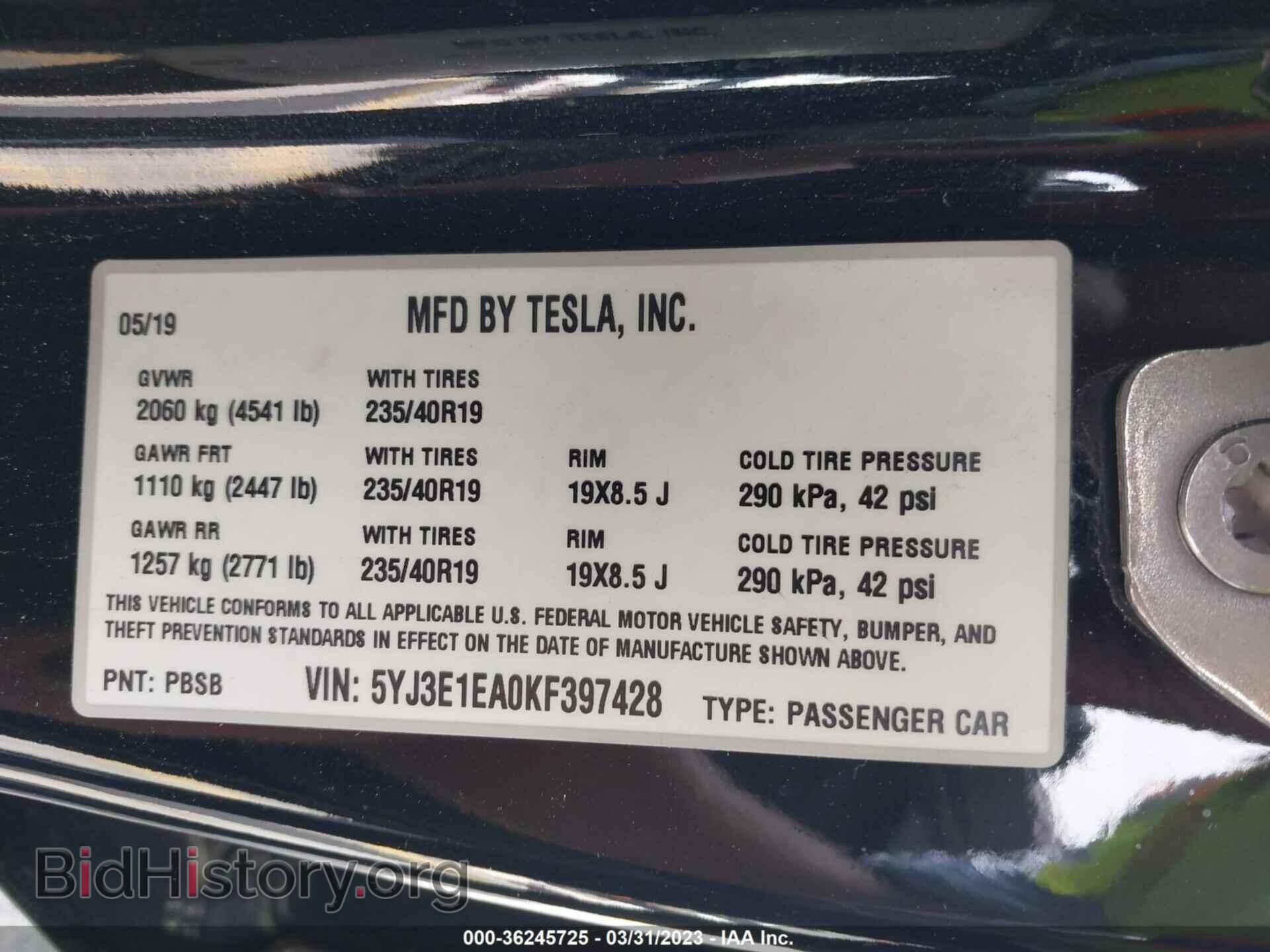 2019 TESLA MODEL 3 - VIN: 5YJ3E1EA0KF397428 - Photo 9