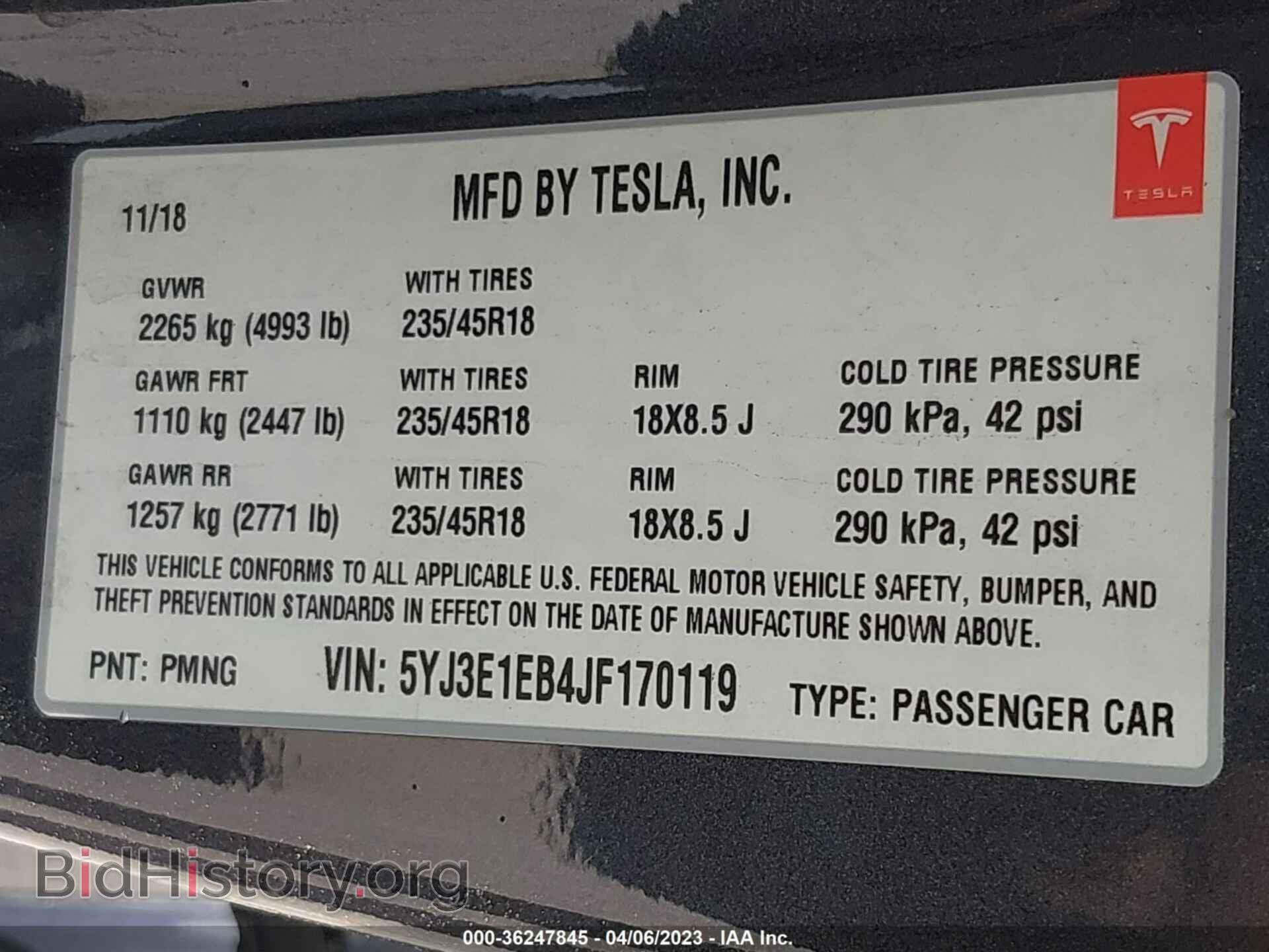 2018 TESLA MODEL 3 - VIN: 5YJ3E1EB4JF170119 - Photo 9