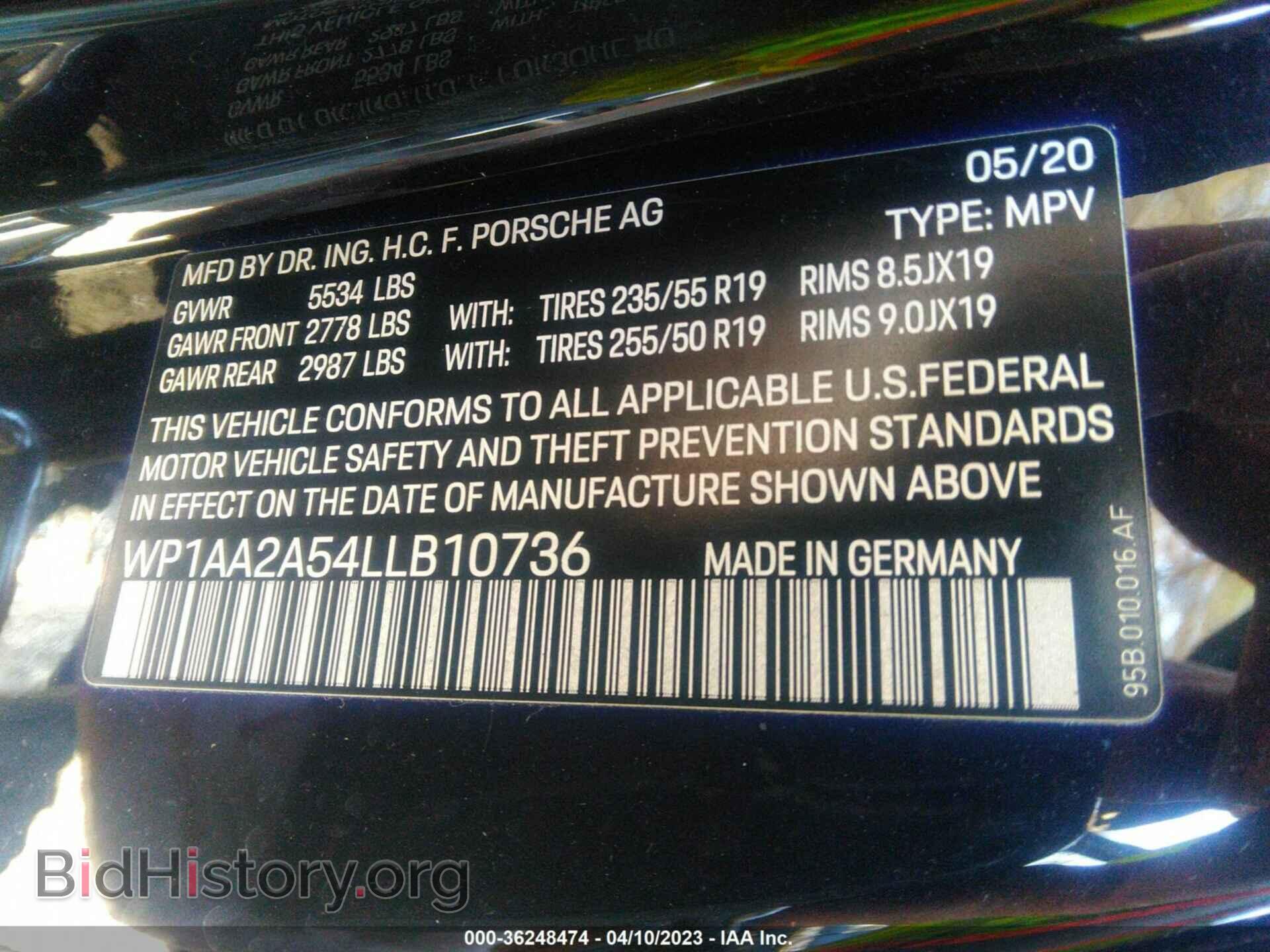 2020 PORSCHE MACAN - VIN: WP1AA2A54LLB10736 - Фото 9