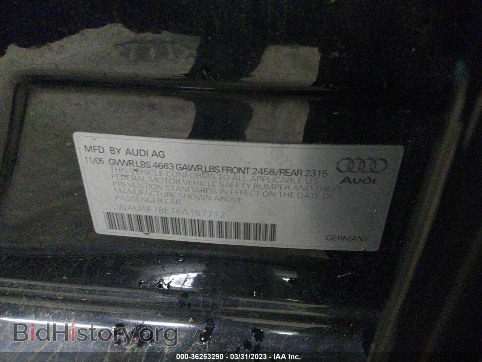 2006 AUDI A4 - VIN: WAUAF78E16A157712 - Фото 9