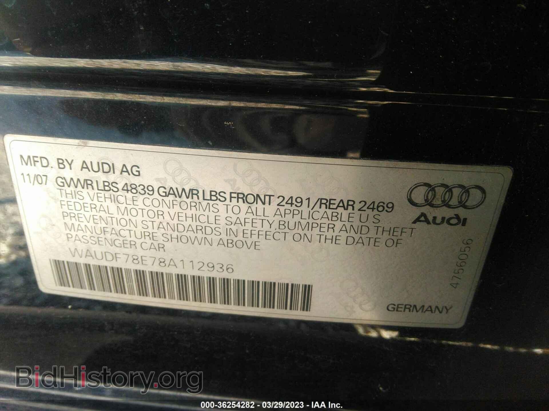 2008 AUDI A4 - VIN: WAUDF98E78A112936 - Фото 9