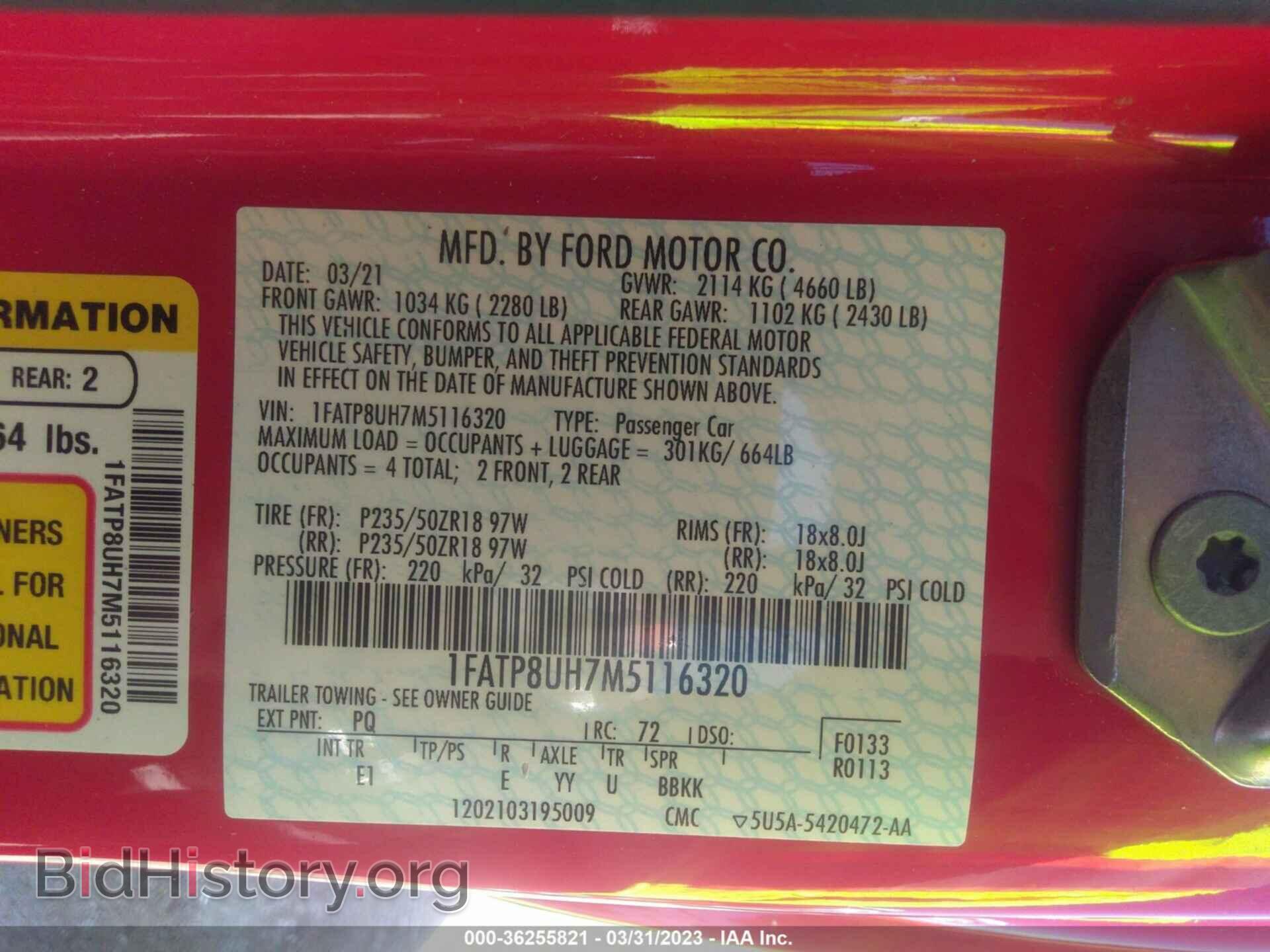 2021 FORD MUSTANG - VIN: 1FATP8UH7M5116320 - Фото 9