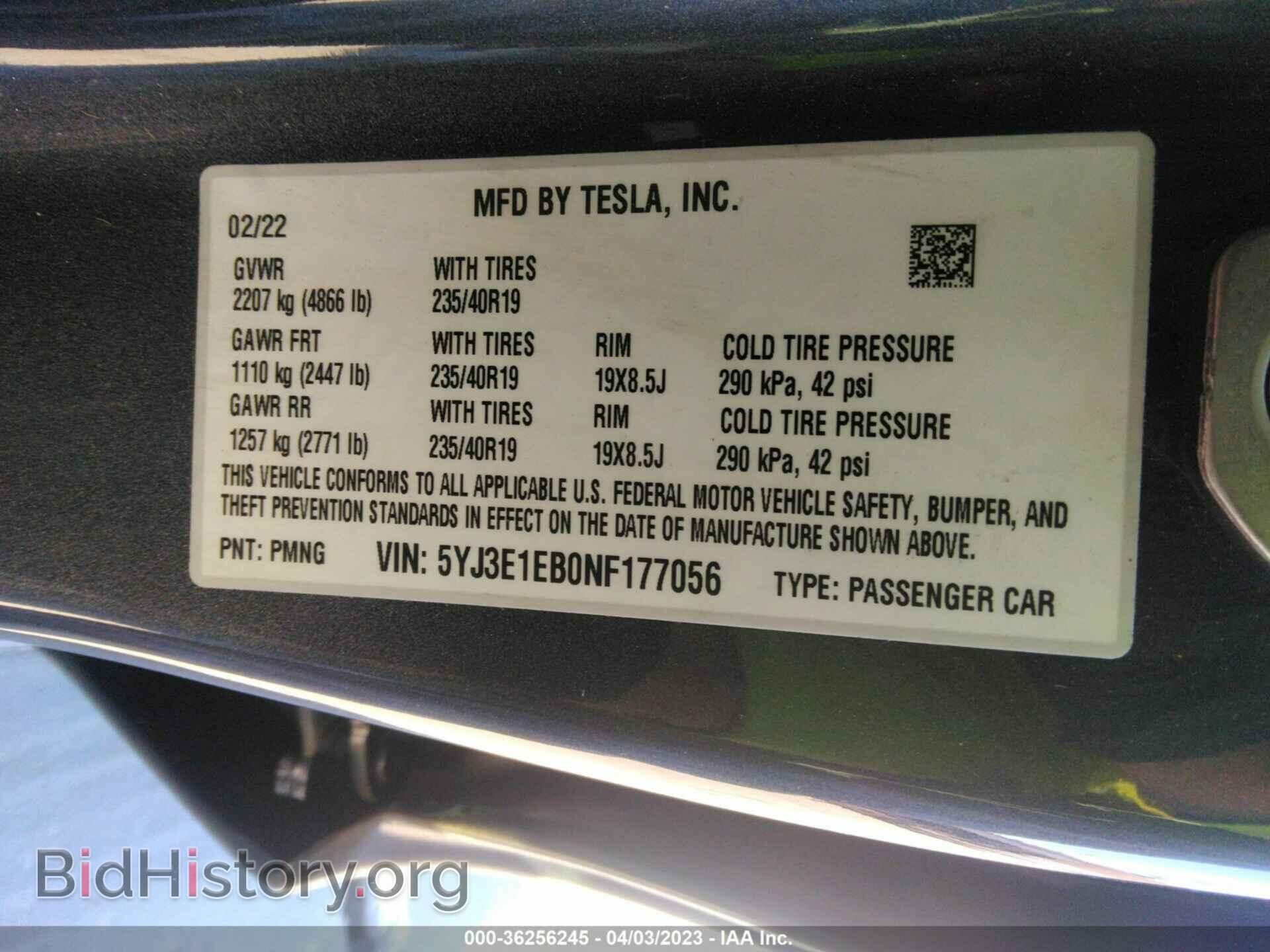 2022 TESLA MODEL 3 - VIN: 5YJ3E1EB0NF177056 - Photo 9