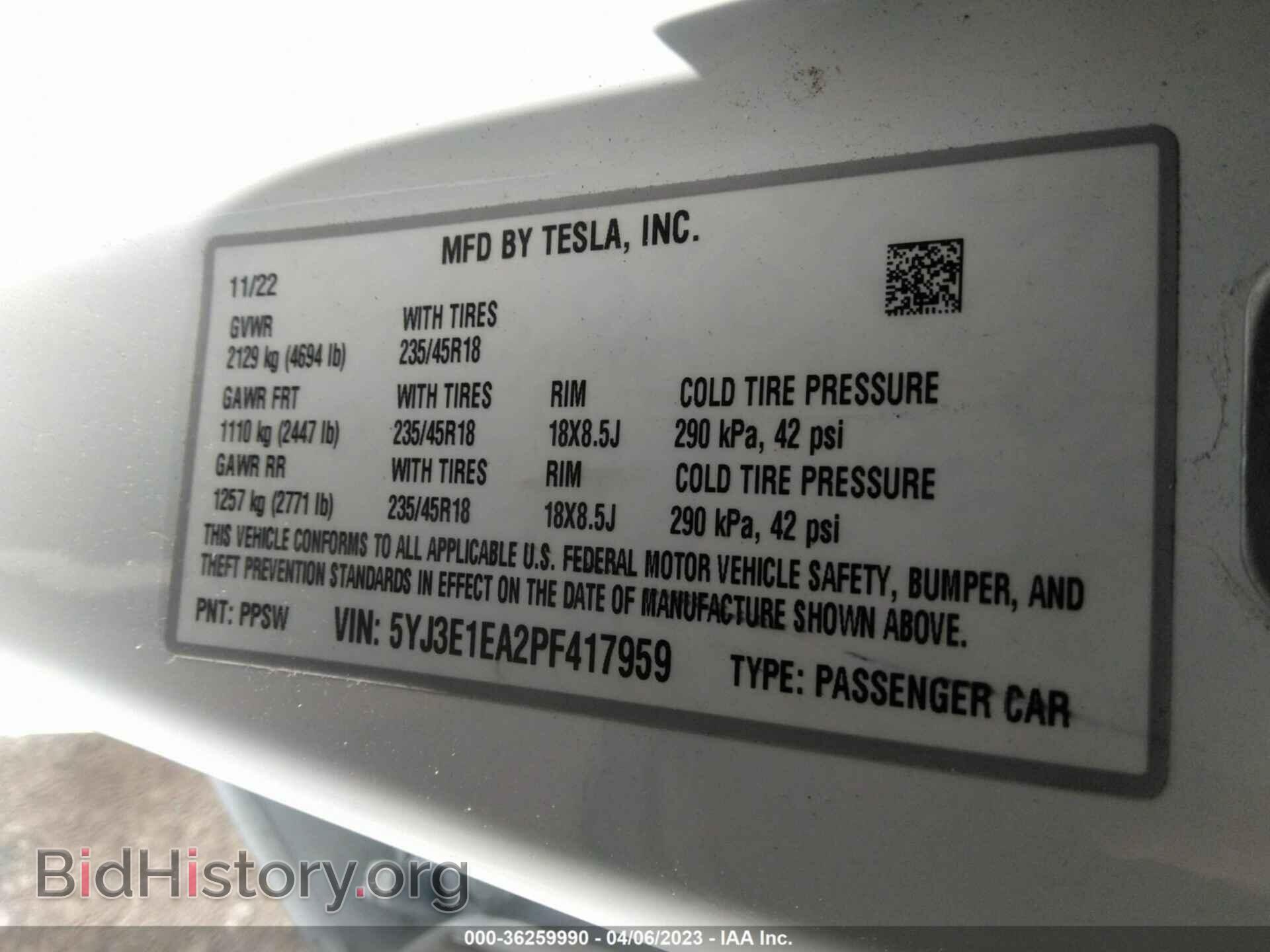 2023 TESLA MODEL 3 - VIN: 5YJ3E1EA2PF417959 - Фото 9