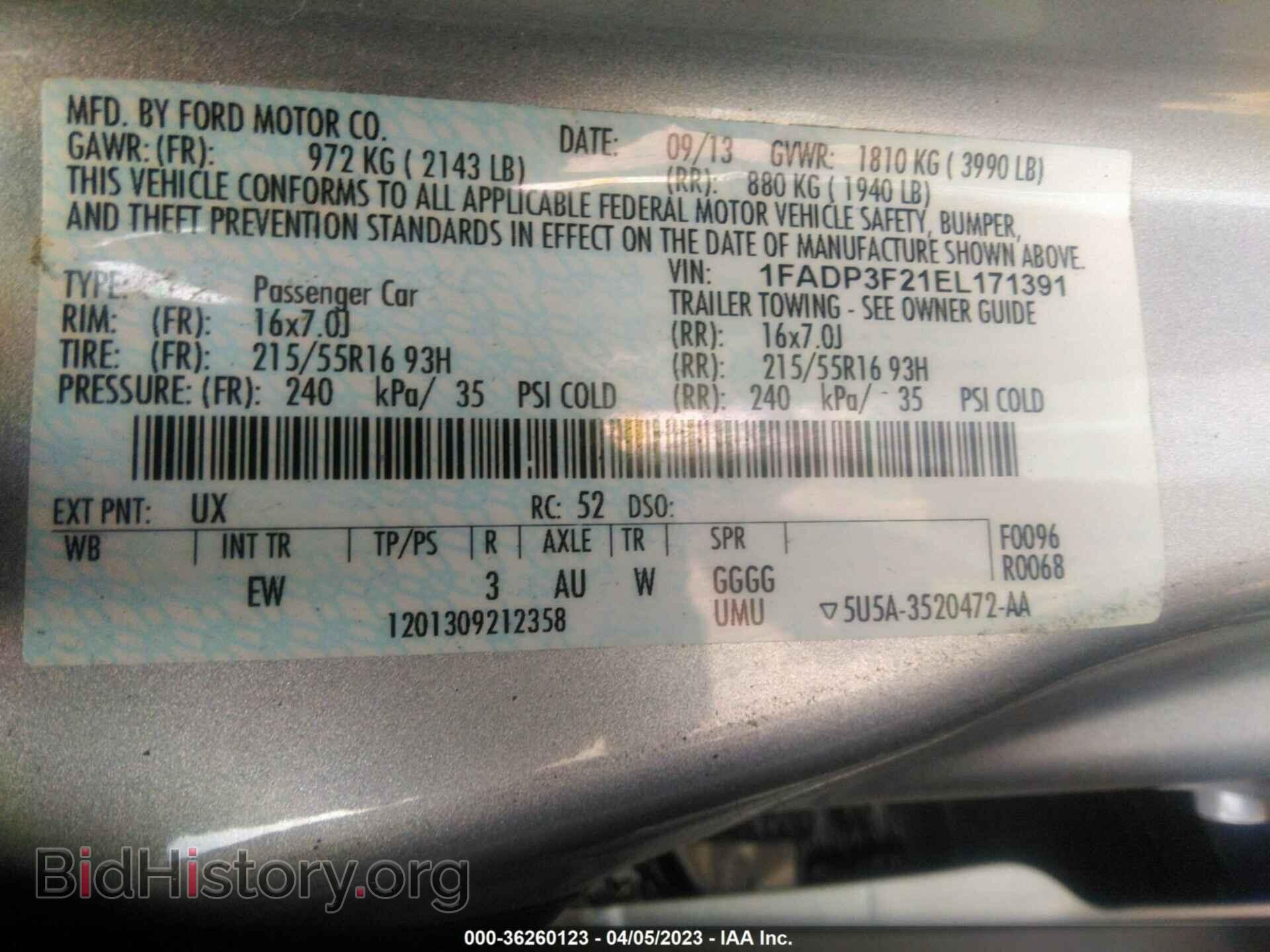 2014 FORD FOCUS - VIN: 1FADP3F21EL171391 - Фото 9