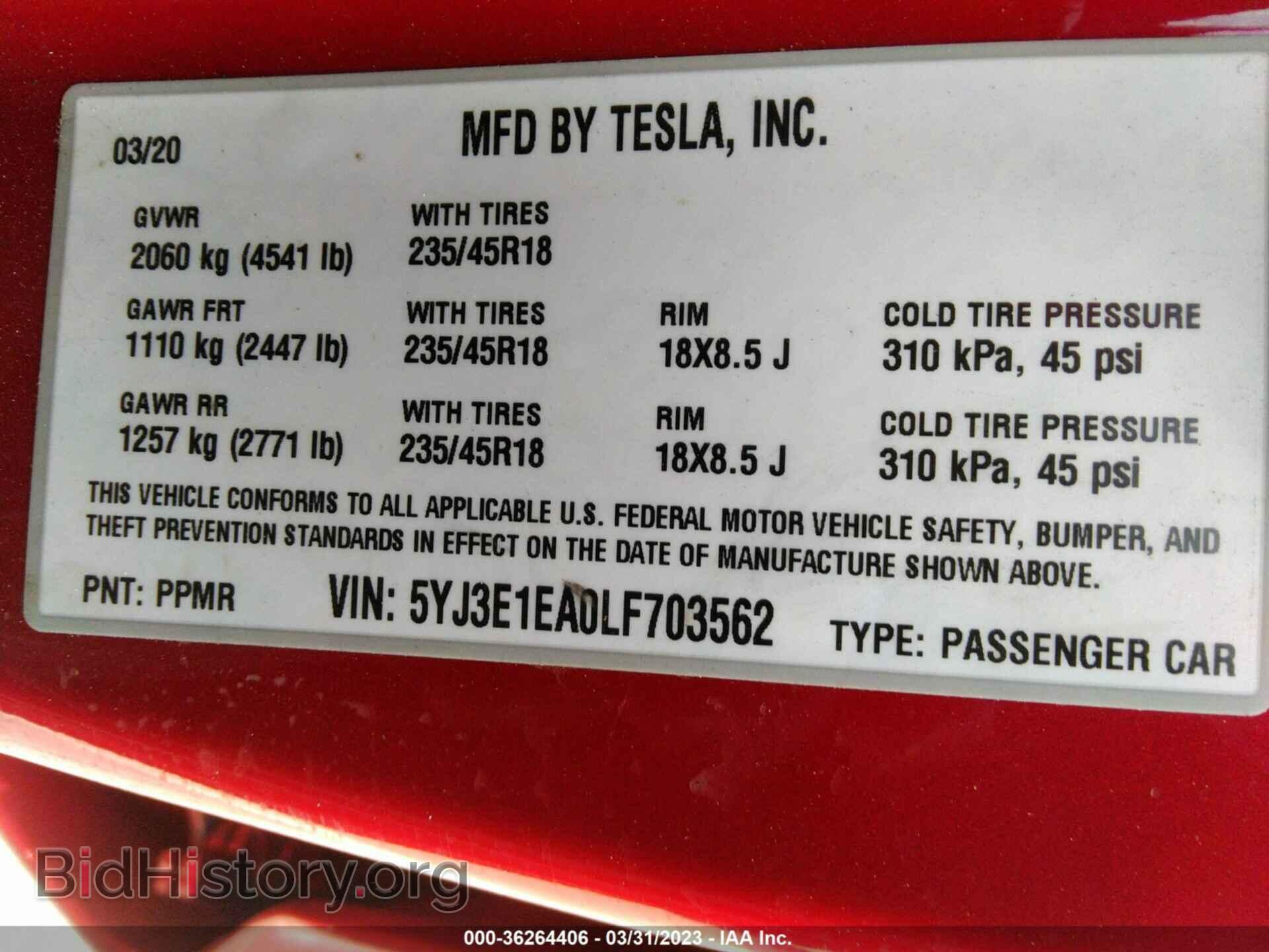 2020 TESLA MODEL 3 - VIN: 5YJ3E1EA0LF703562 - Photo 9