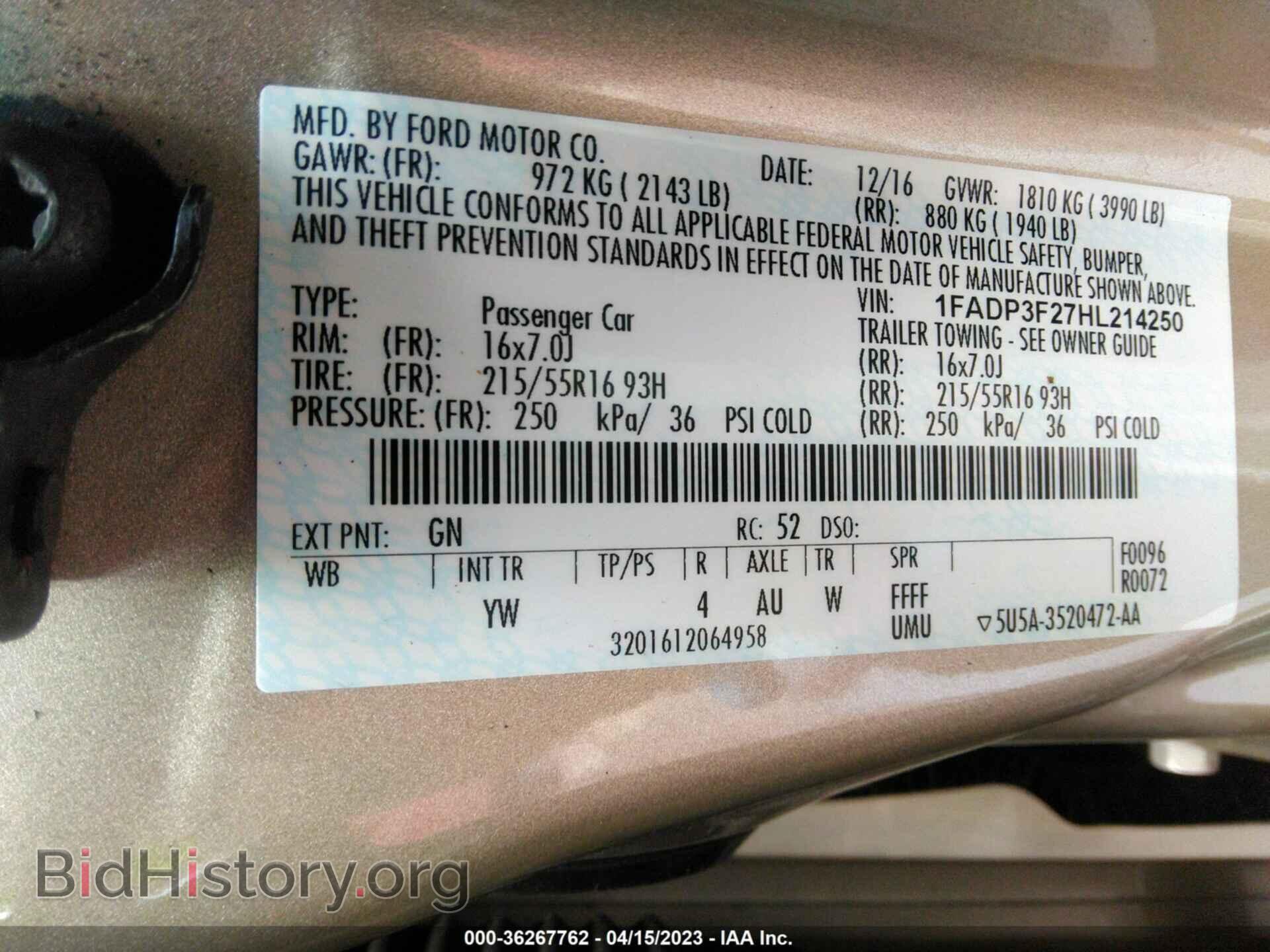 2017 FORD FOCUS - VIN: 1FADP3F27HL214250 - Photo 9
