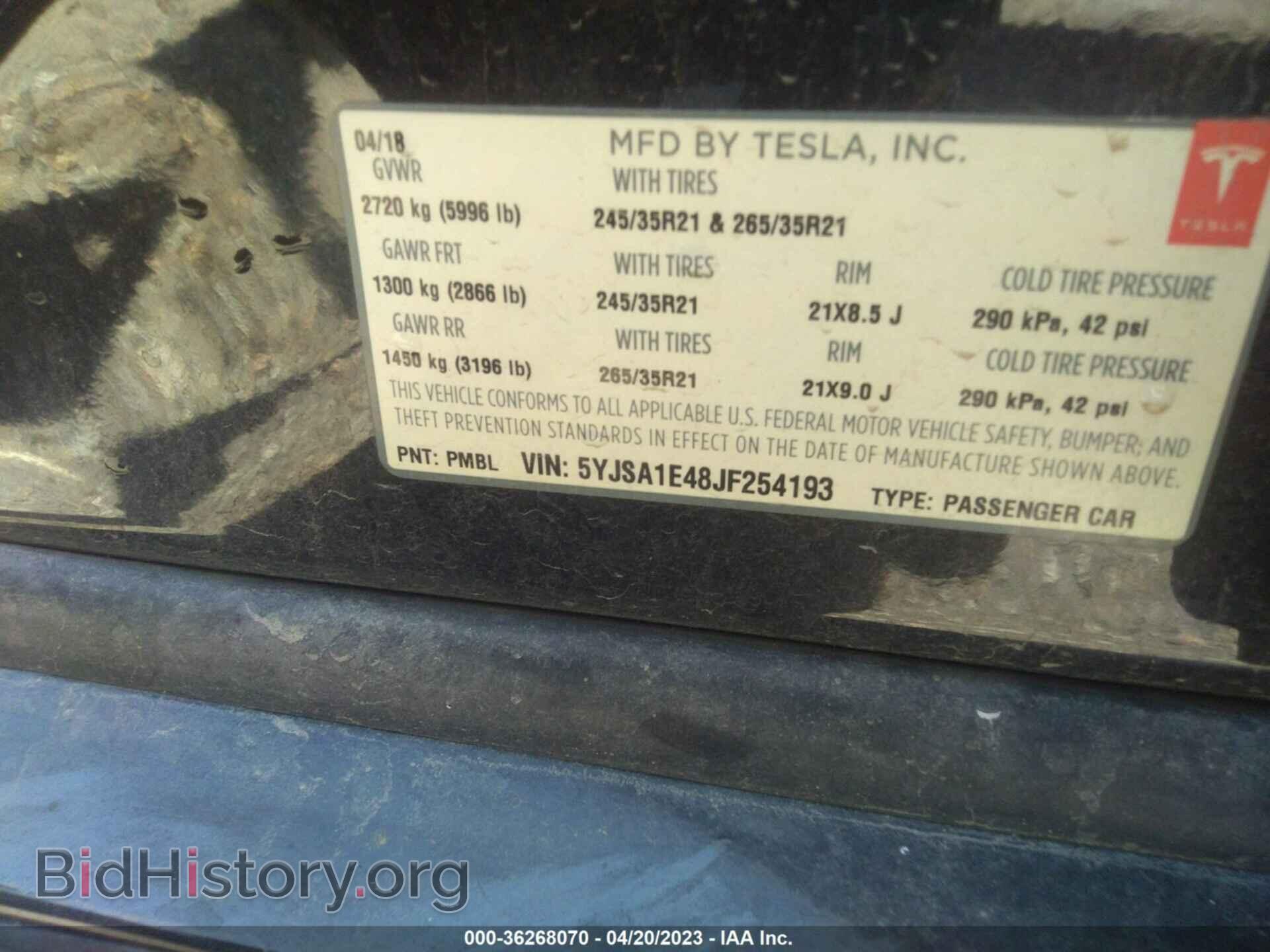 2018 TESLA MODEL S - VIN: 5YJSA1E48JF254193 - Photo 9