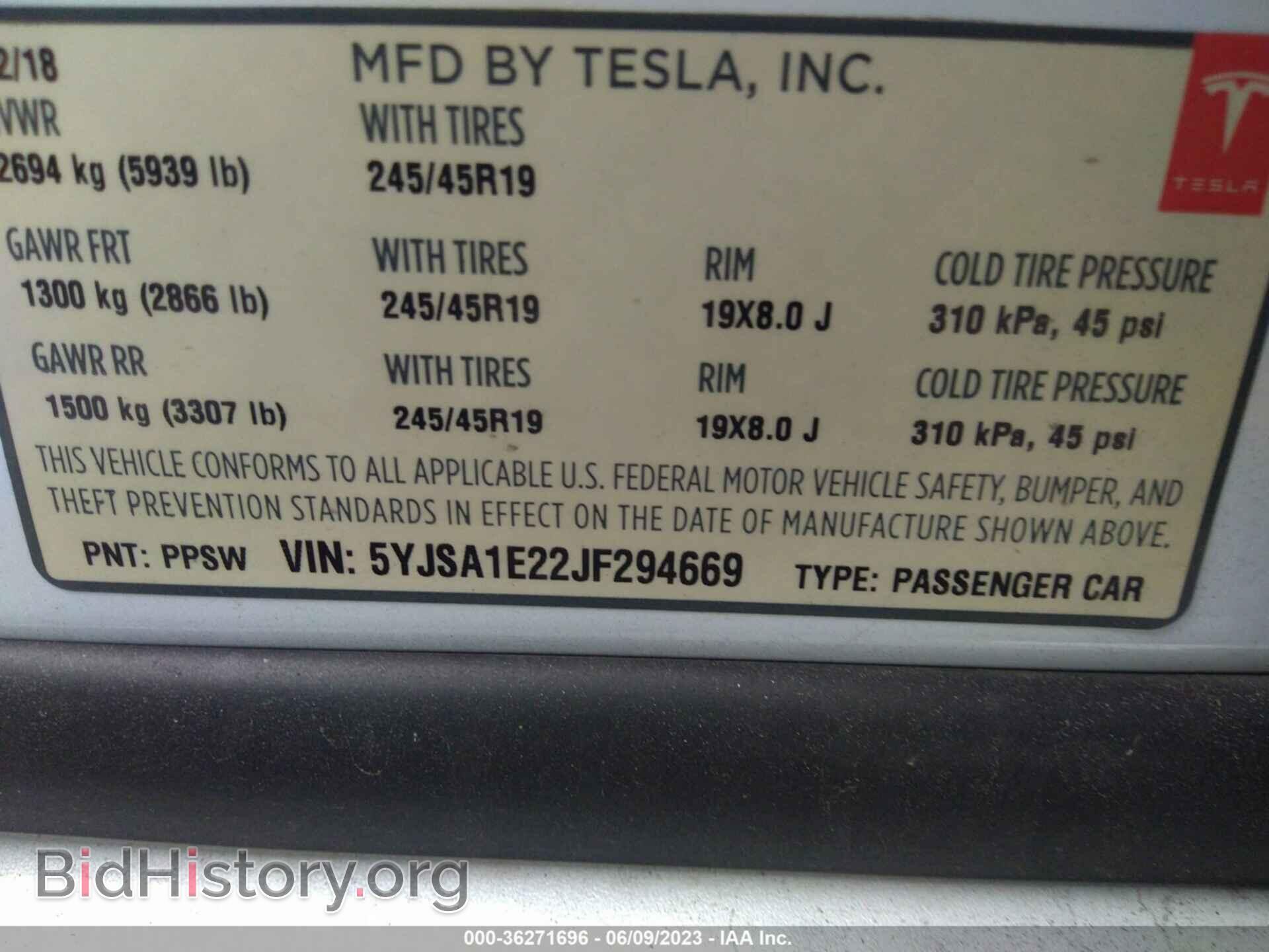 2018 TESLA MODEL S - VIN: 5YJSA1E22JF294669 - Photo 8