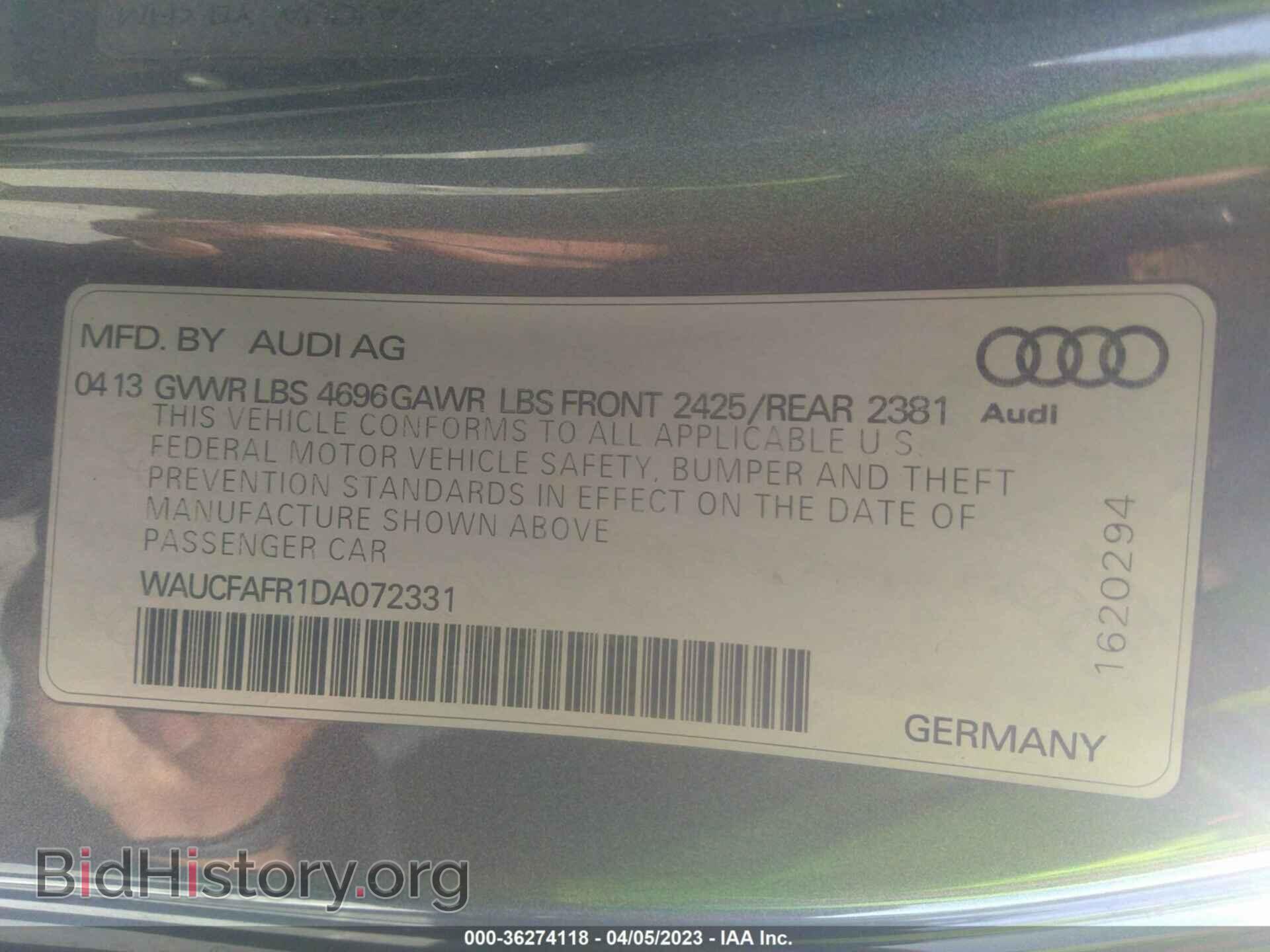 2013 AUDI A5 - VIN: WAUCFAFR1DA072331 - Photo 9