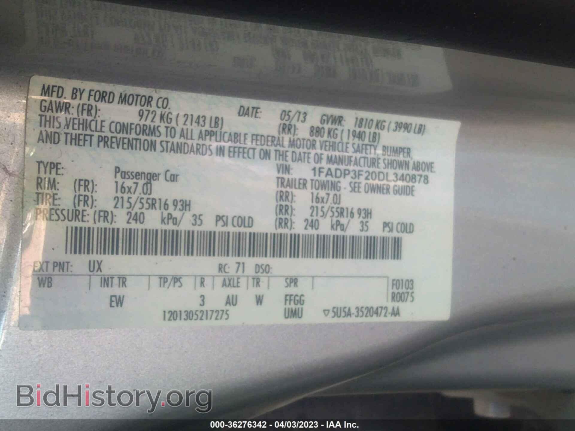 2013 FORD FOCUS - VIN: 1FADP3F20DL340878 - Фото 9