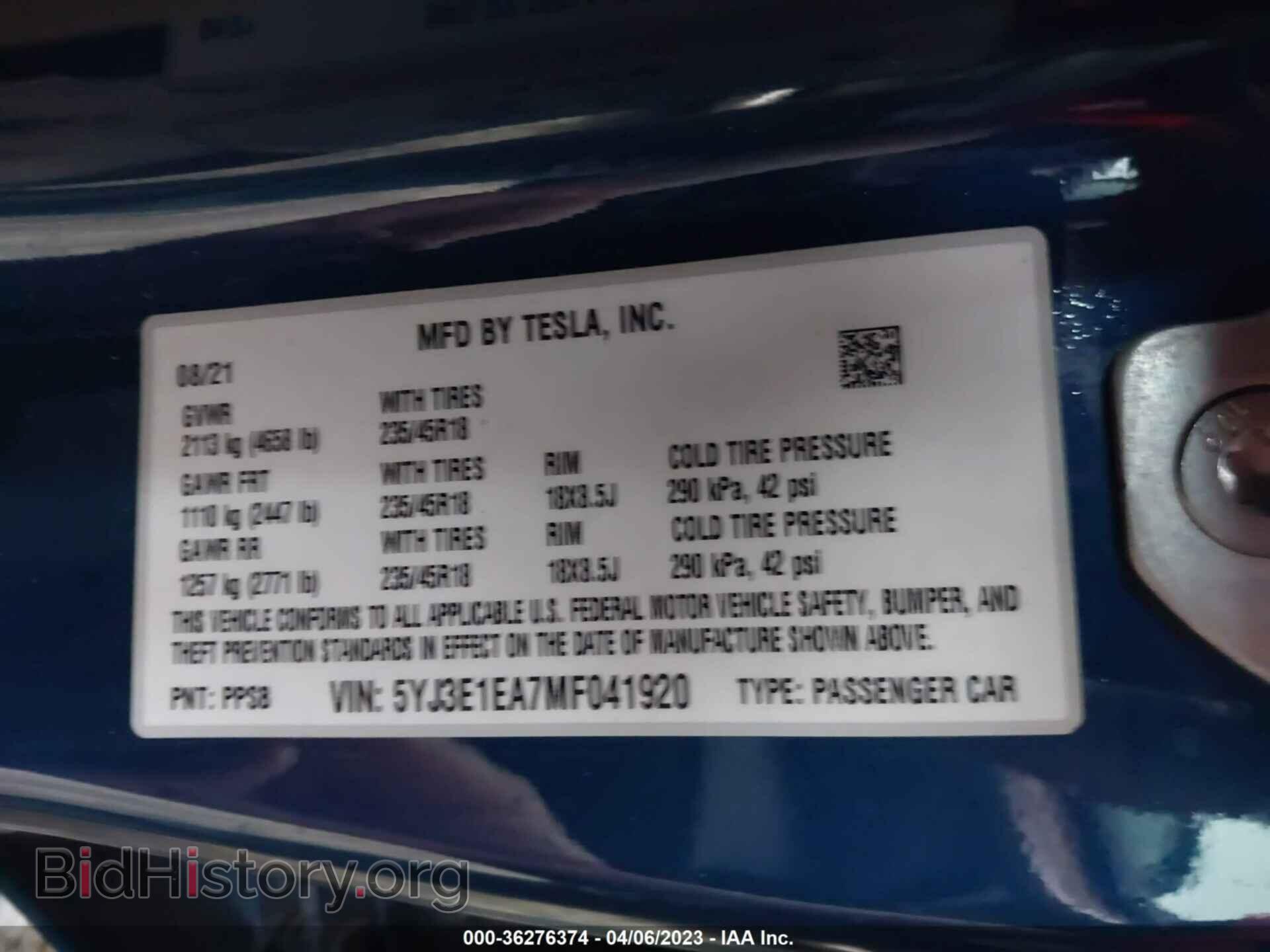 2021 TESLA MODEL 3 - VIN: 5YJ3E1EA7MF041920 - Photo 9