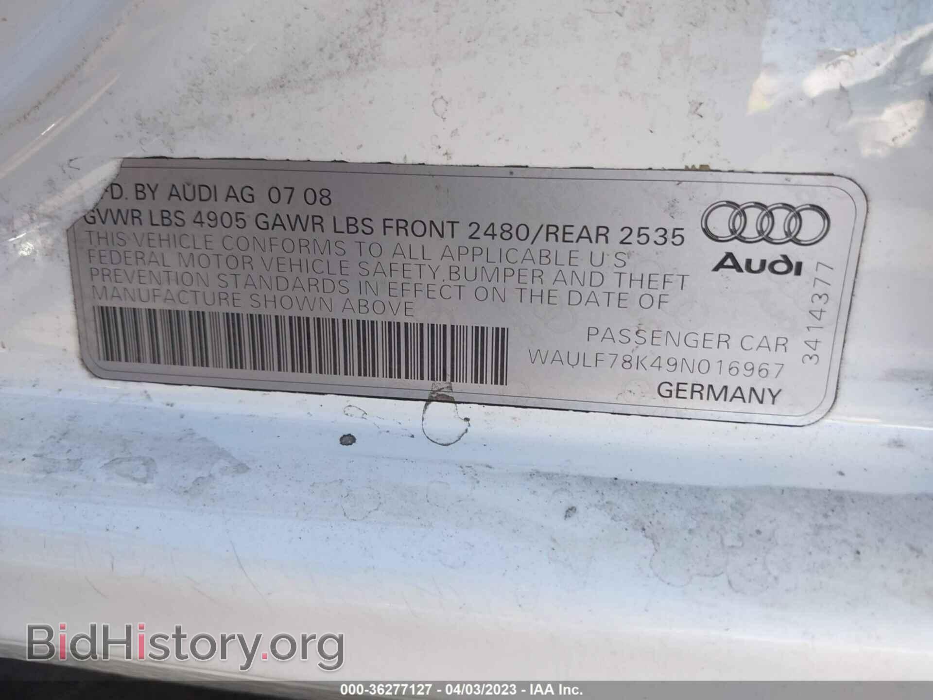 2009 AUDI A4 - VIN: WAULF78K49N016967 - Фото 9