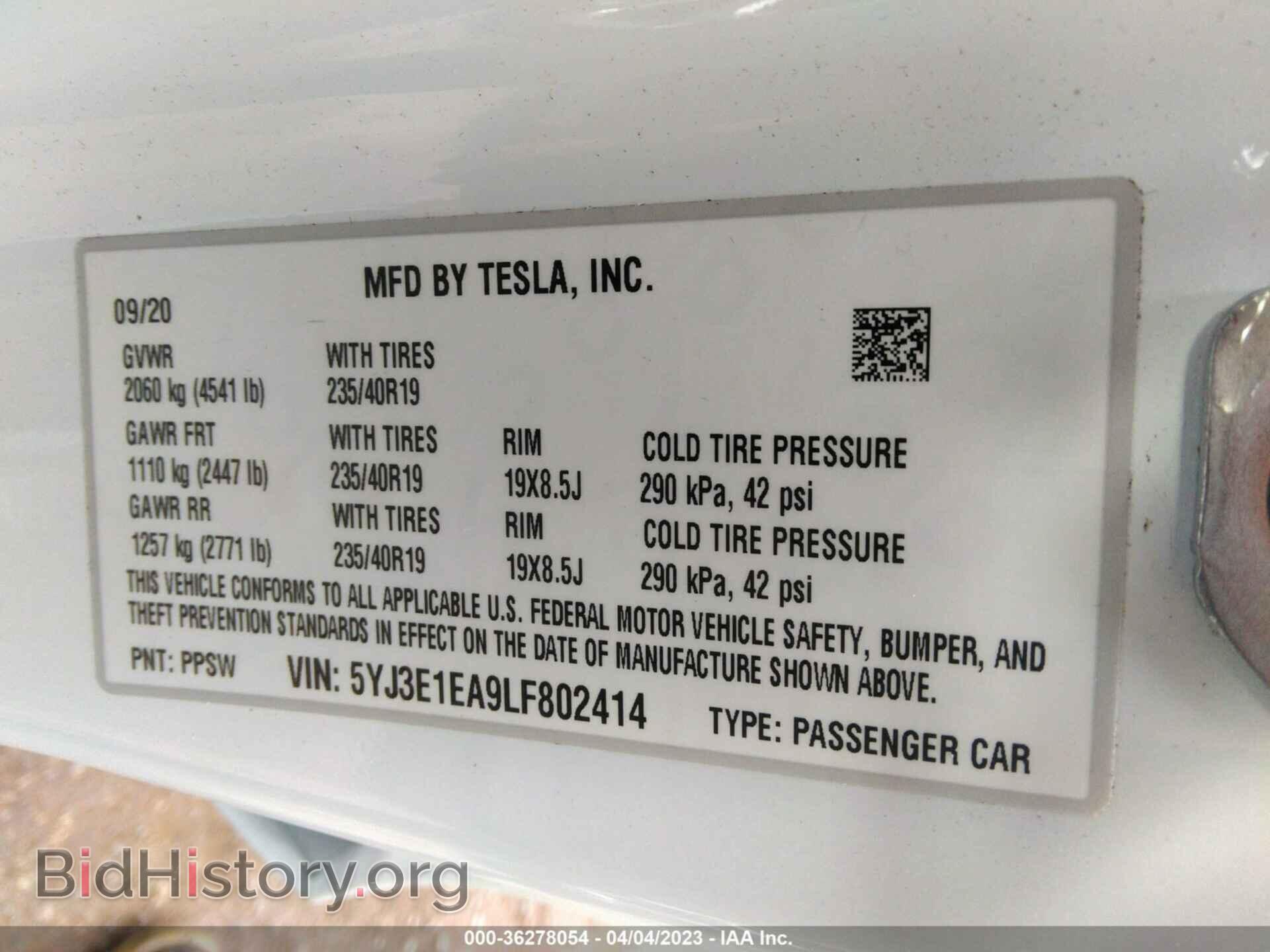 2020 TESLA MODEL 3 - VIN: 5YJ3E1EA9LF802414 - Photo 9