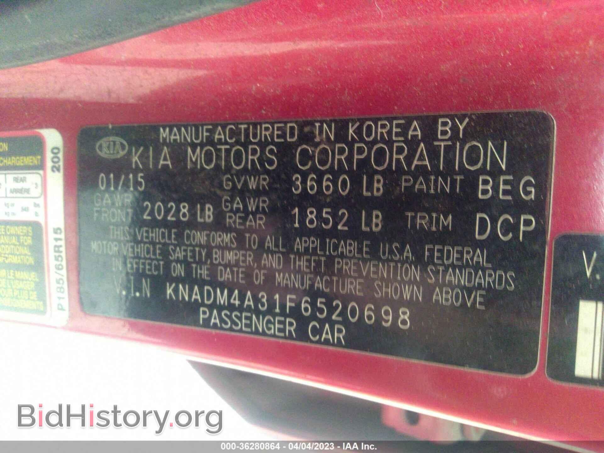 2015 KIA RIO - VIN: KNADM4A31F6520698 - Фото 9