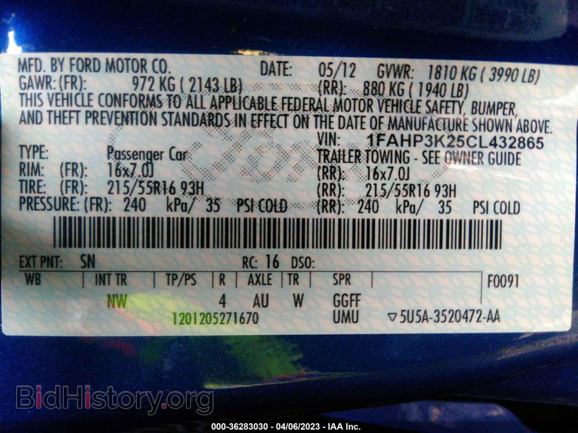 2012 FORD FOCUS - VIN: 1FAHP3K25CL432865 - Фото 9