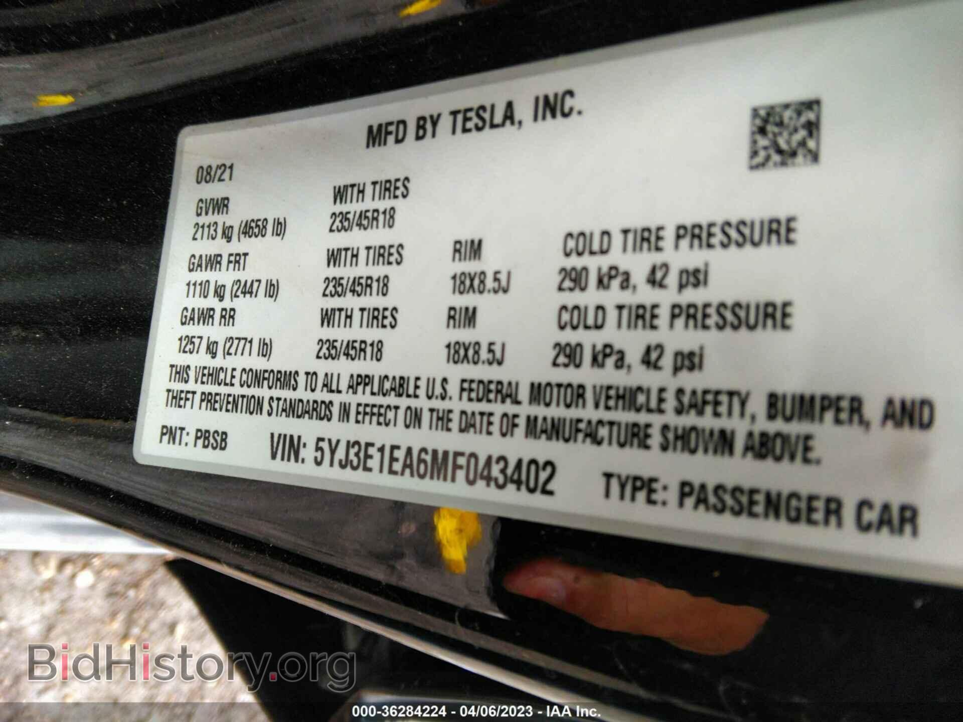 2021 TESLA MODEL 3 - VIN: 5YJ3E1EA6MF043402 - Photo 9