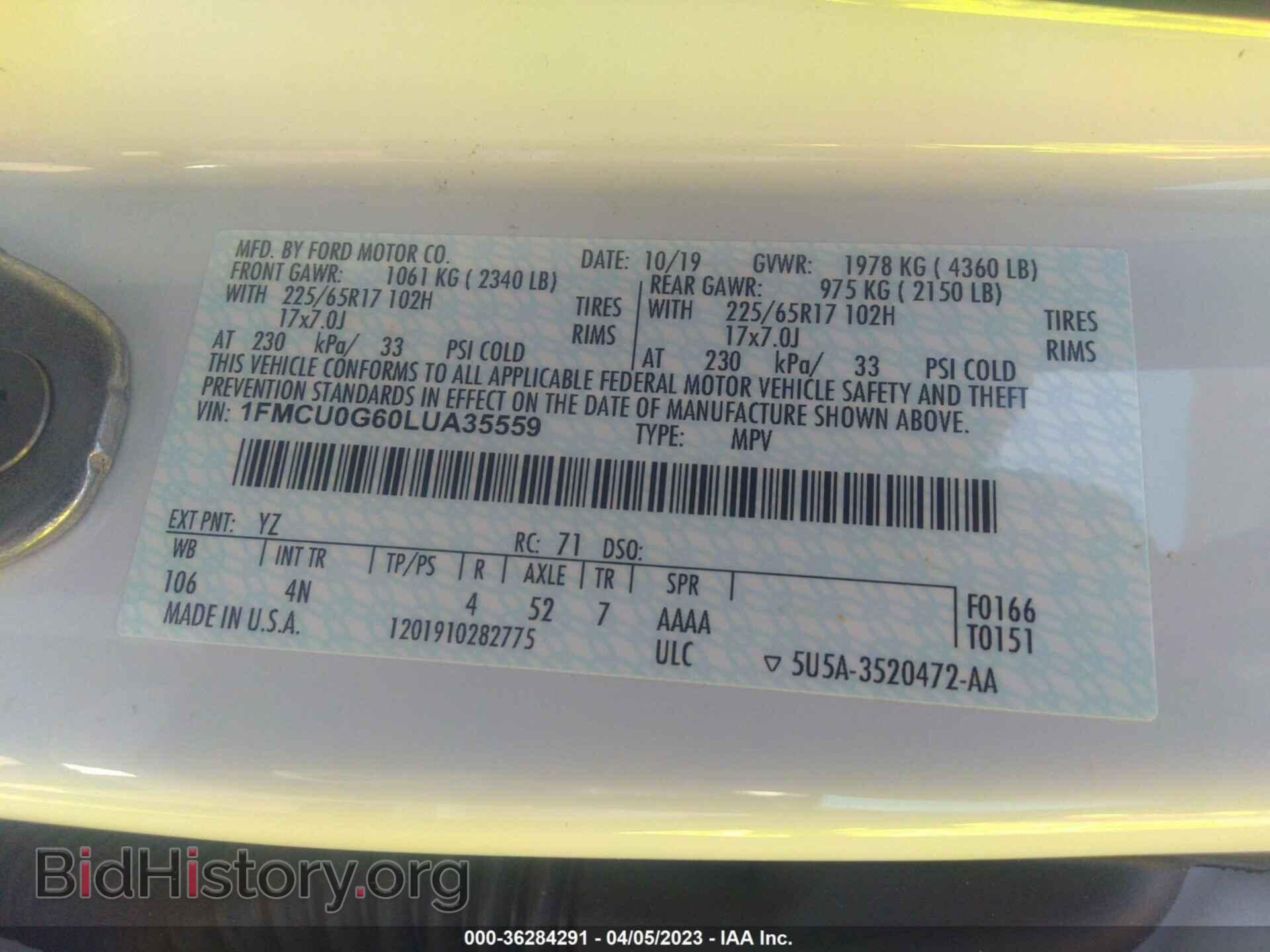 2020 FORD ESCAPE - VIN: 1FMCU0G60LUA35559 - Photo 9