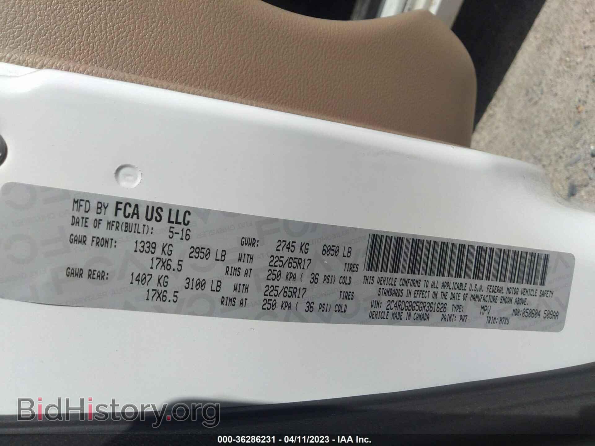 2016 DODGE GRAND CARAVAN - VIN: 2C4RDGBG5GR361626 - Фото 9