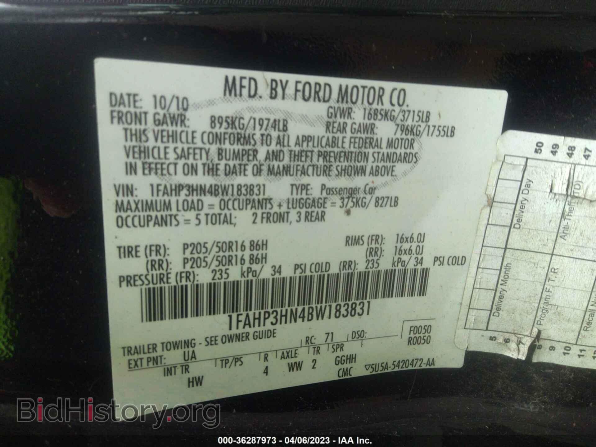 2011 FORD FOCUS - VIN: 1FAHP3HN4BW183831 - Фото 9