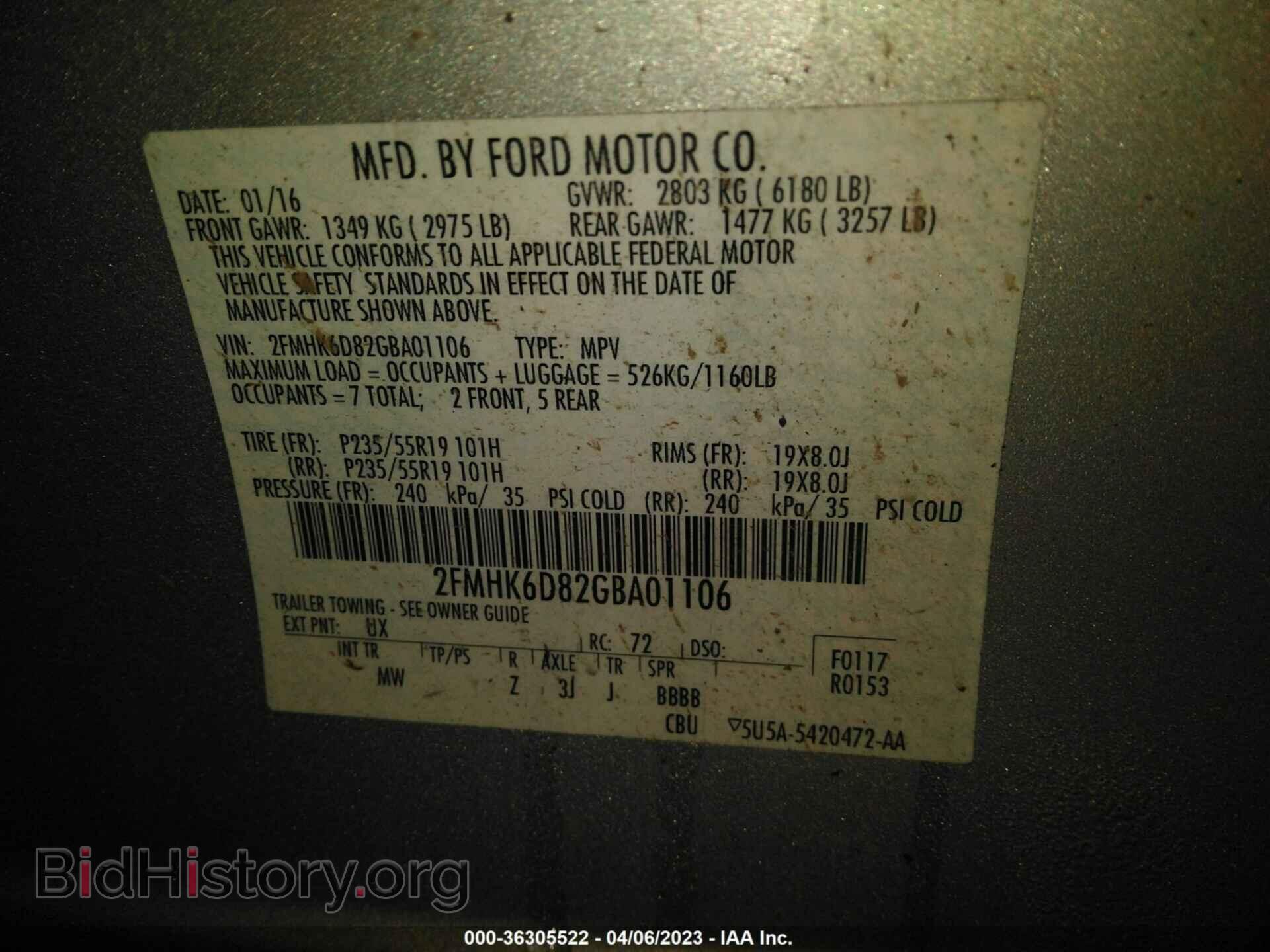 2016 FORD FLEX - VIN: 2FMHK6D82GBA01106 - Photo 9
