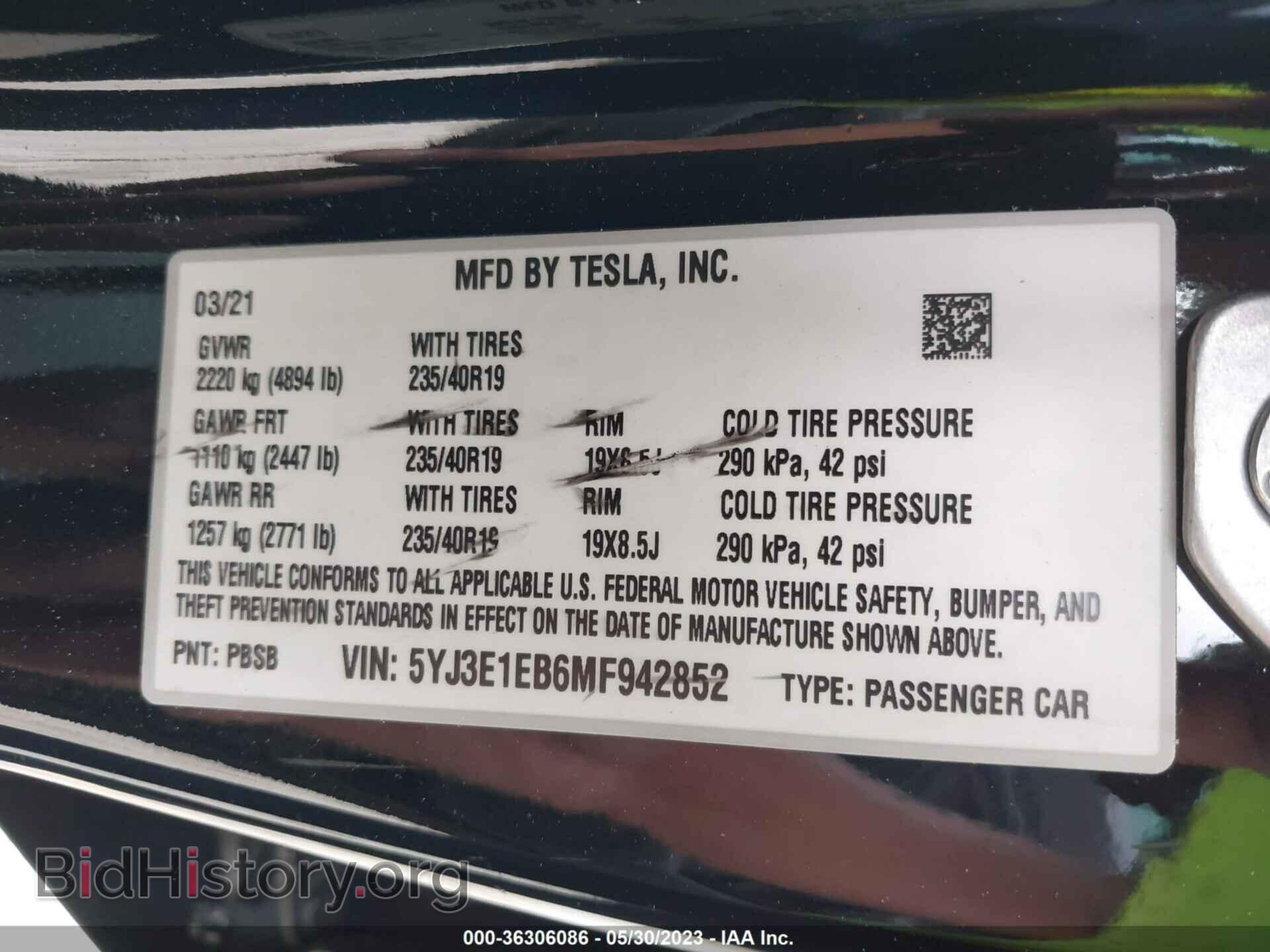 2021 TESLA MODEL 3 - VIN: 5YJ3E1EB6MF942852 - Фото 9