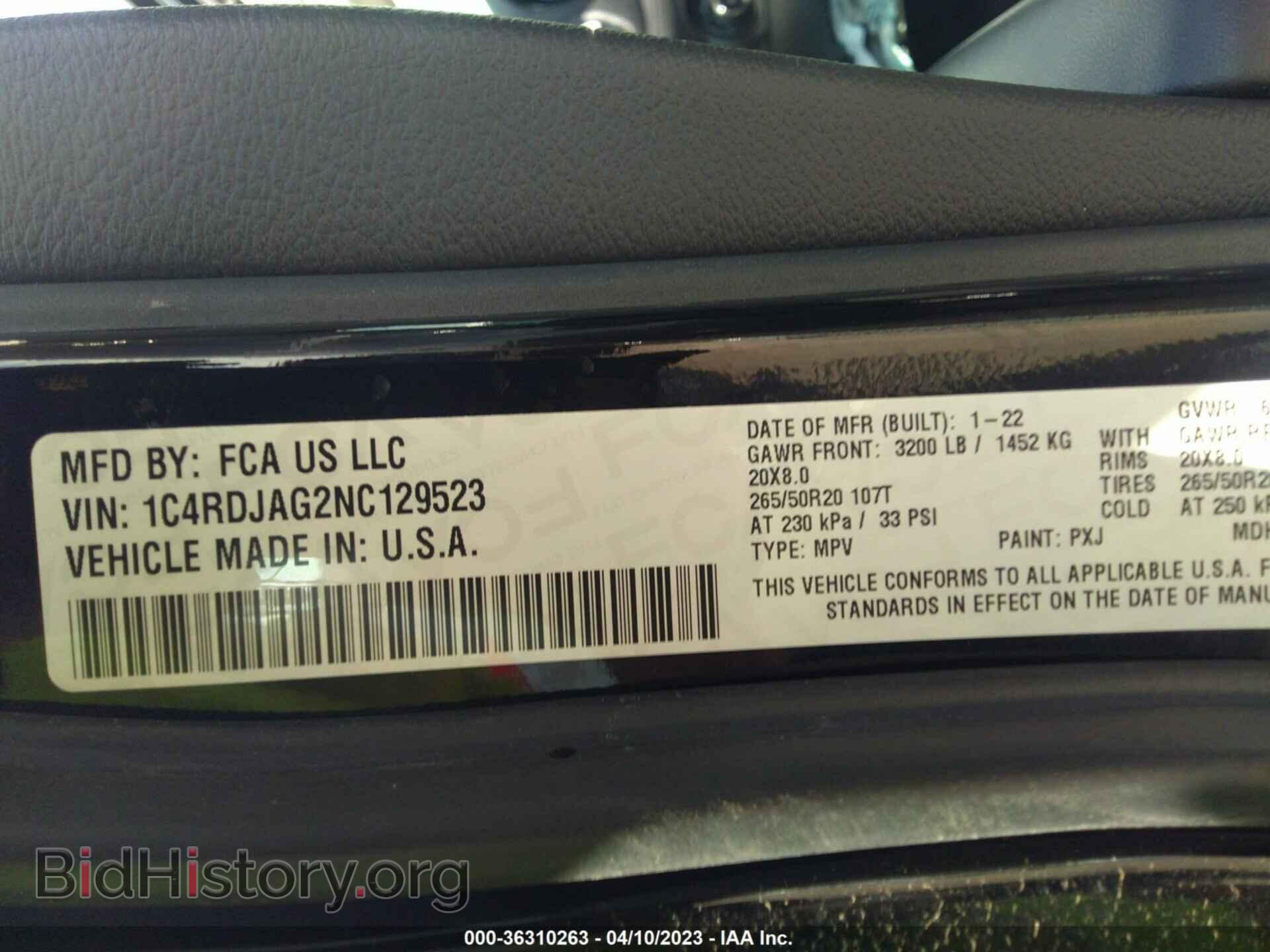2022 DODGE DURANGO - VIN: 1C4RDJAG2NC129523 - Photo 9