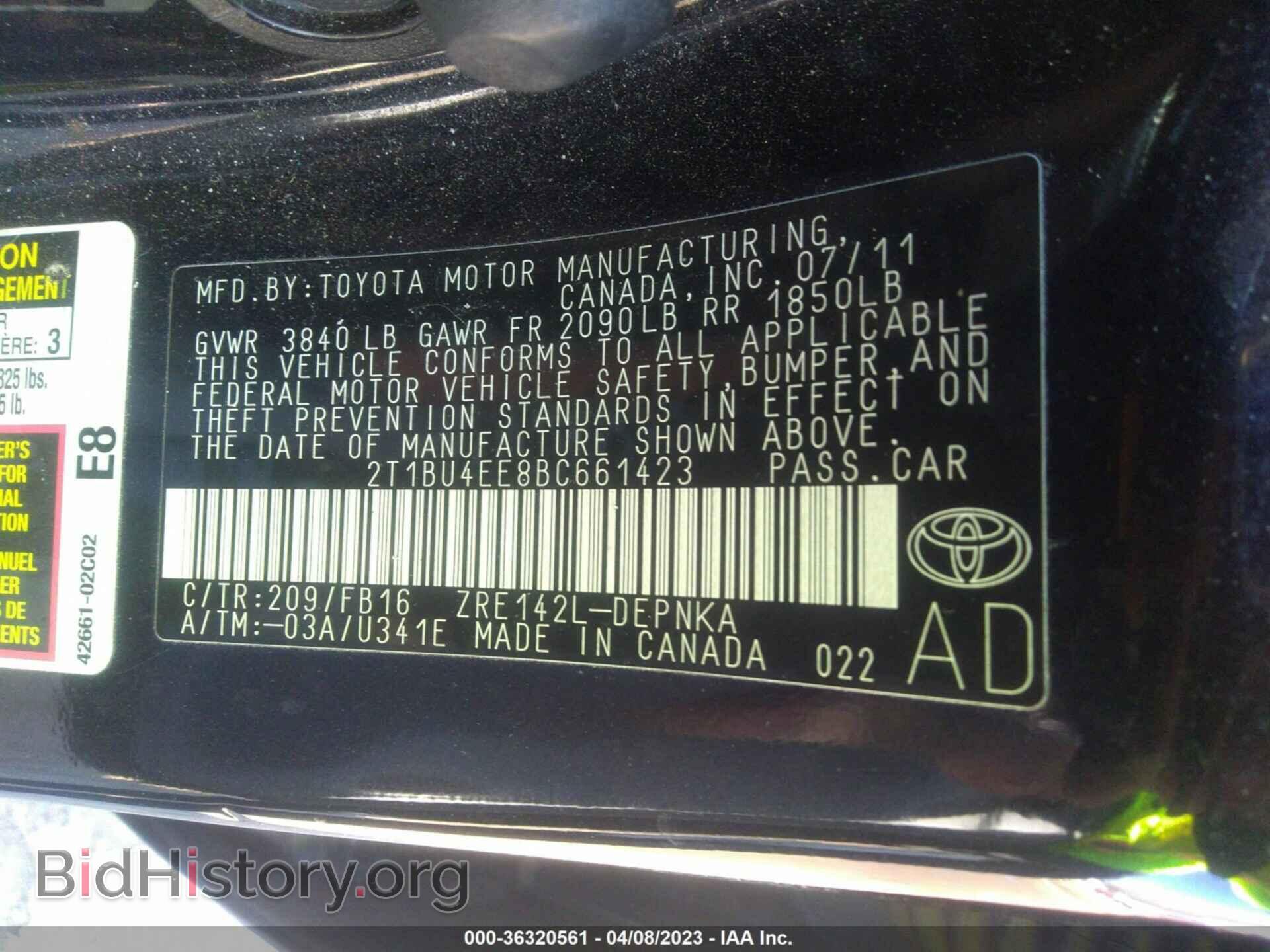 2011 TOYOTA COROLLA - VIN: 2T1BU4EE8BC661423 - Фото 9