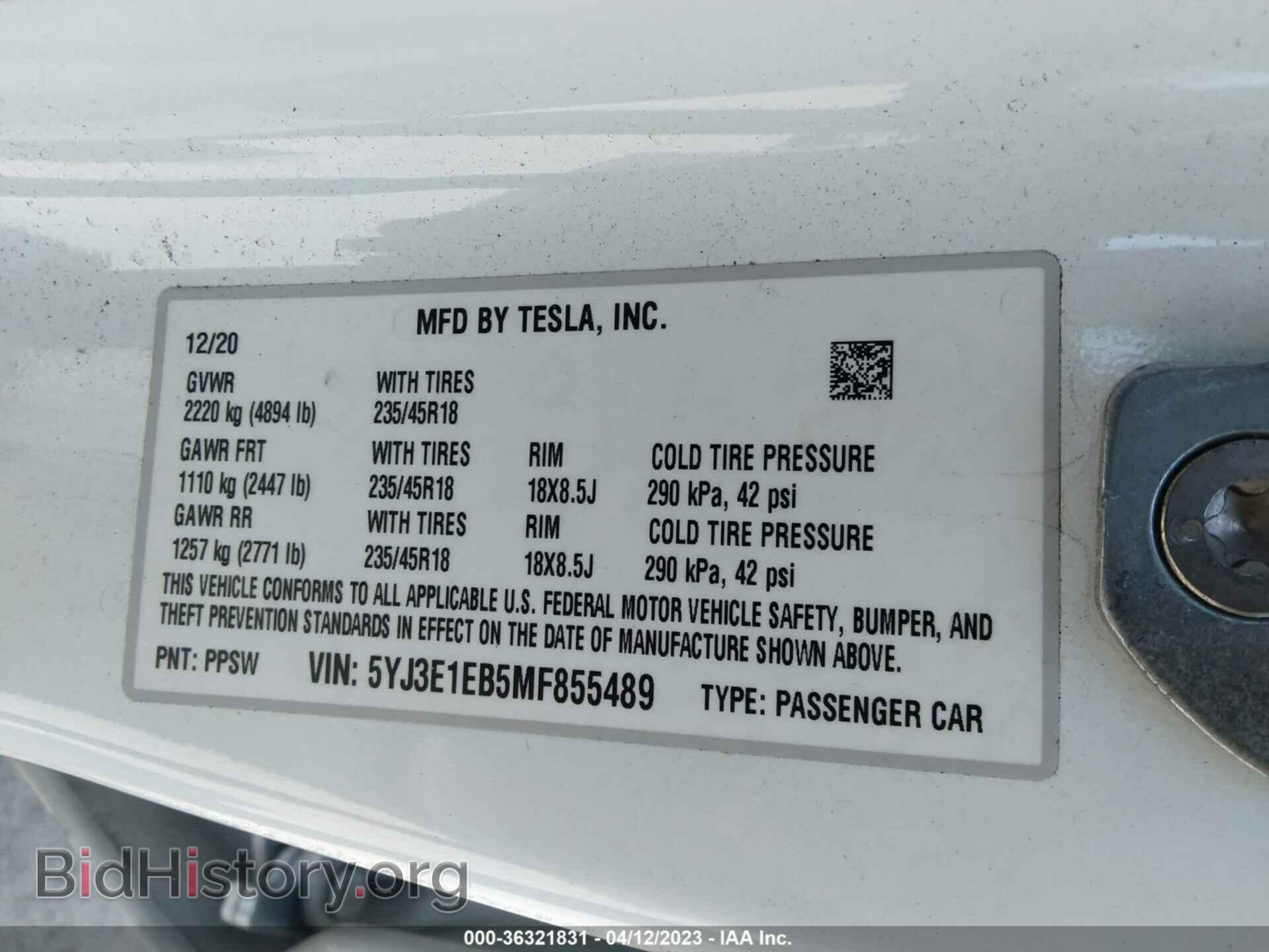 2021 TESLA MODEL 3 - VIN: 5YJ3E1EB5MF855489 - Photo 9