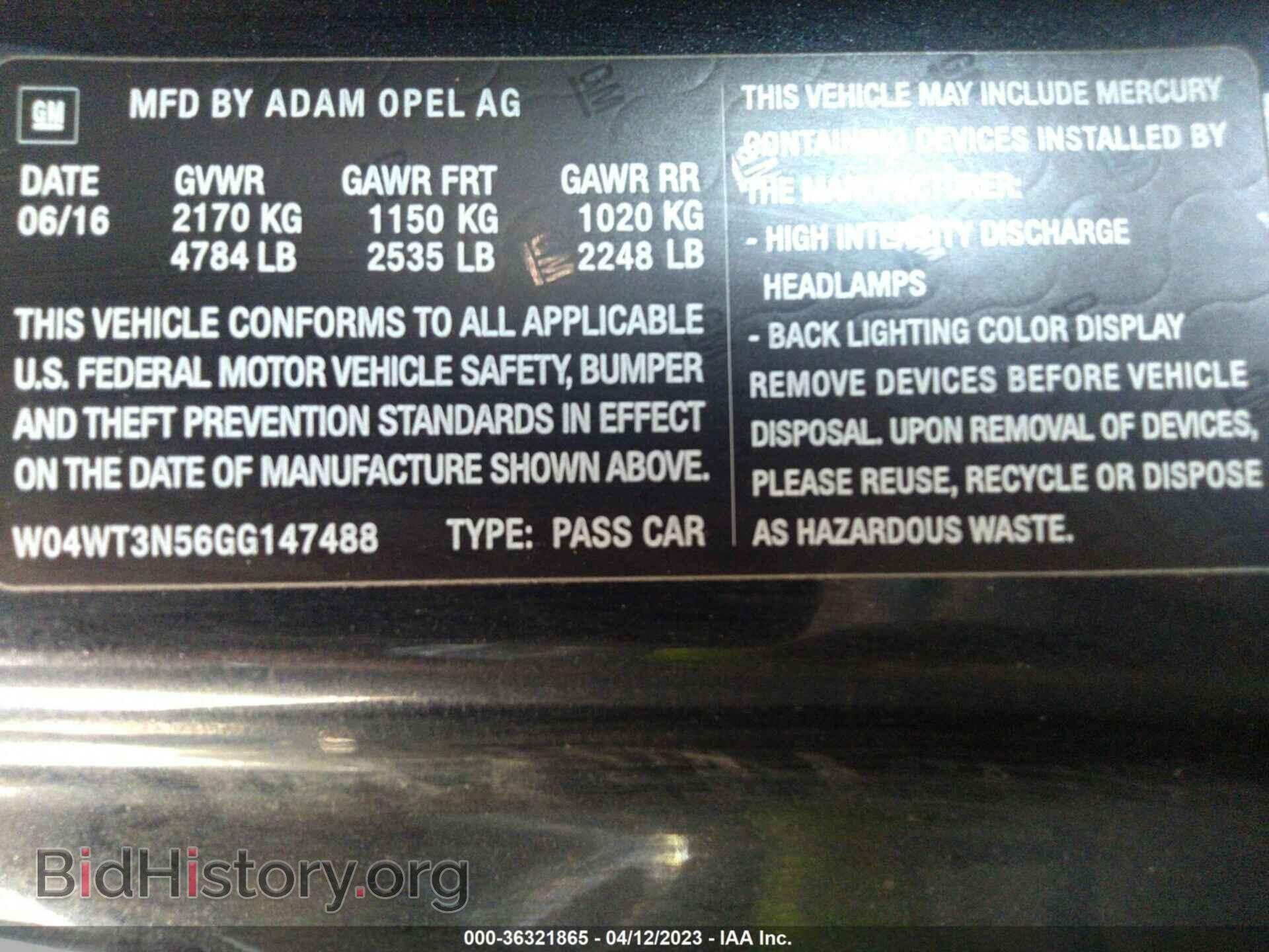 2016 BUICK CASCADA - VIN: W04WT3N56GG147488 - Фото 9