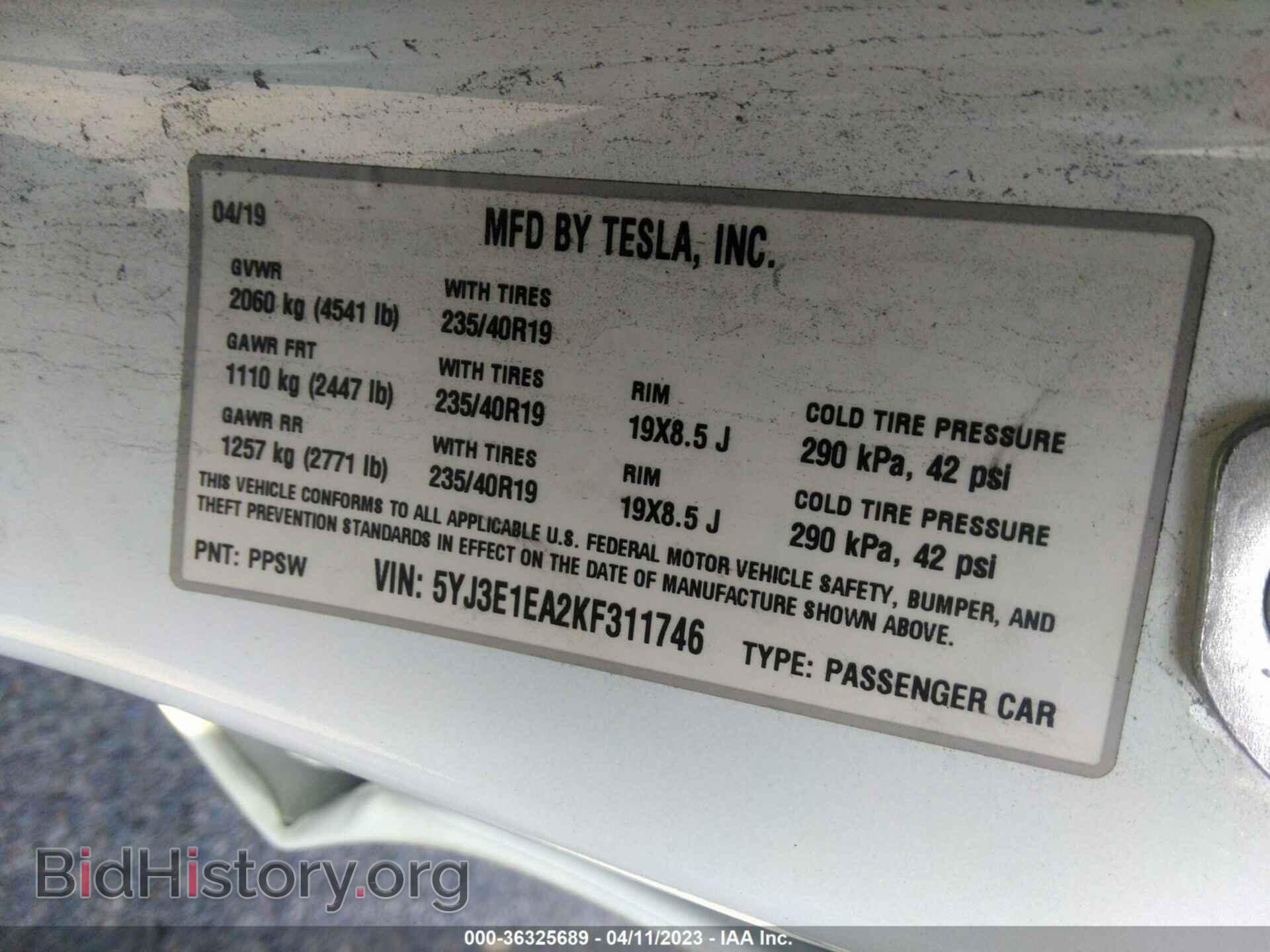 2019 TESLA MODEL 3 - VIN: 5YJ3E1EA2KF311746 - Фото 9