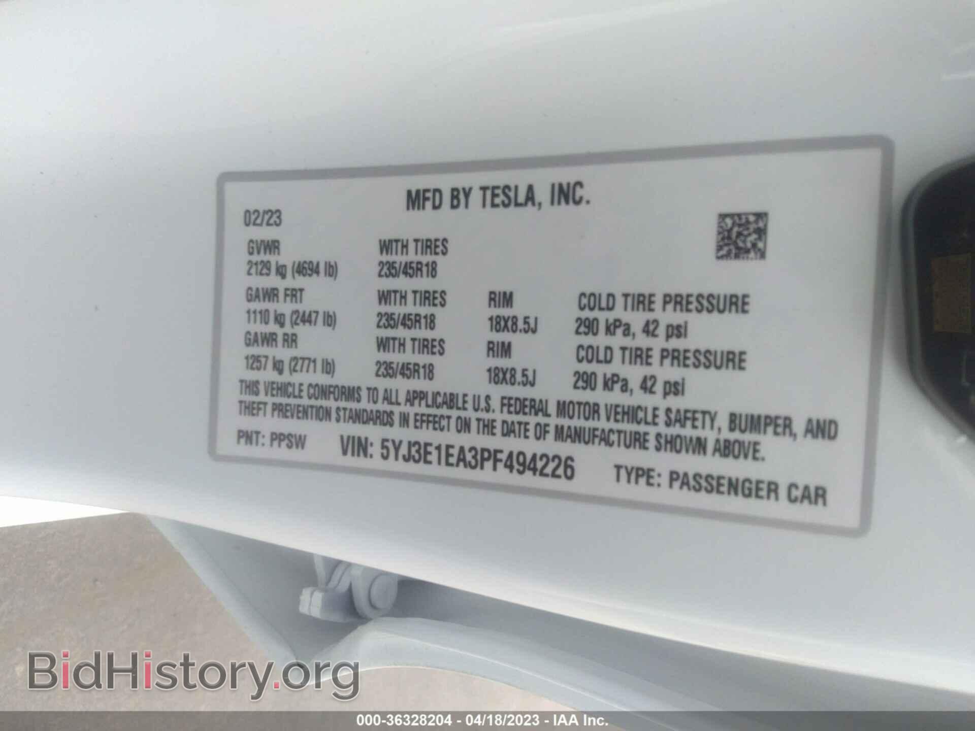 2023 TESLA MODEL 3 - VIN: 5YJ3E1EA3PF494226 - Photo 9