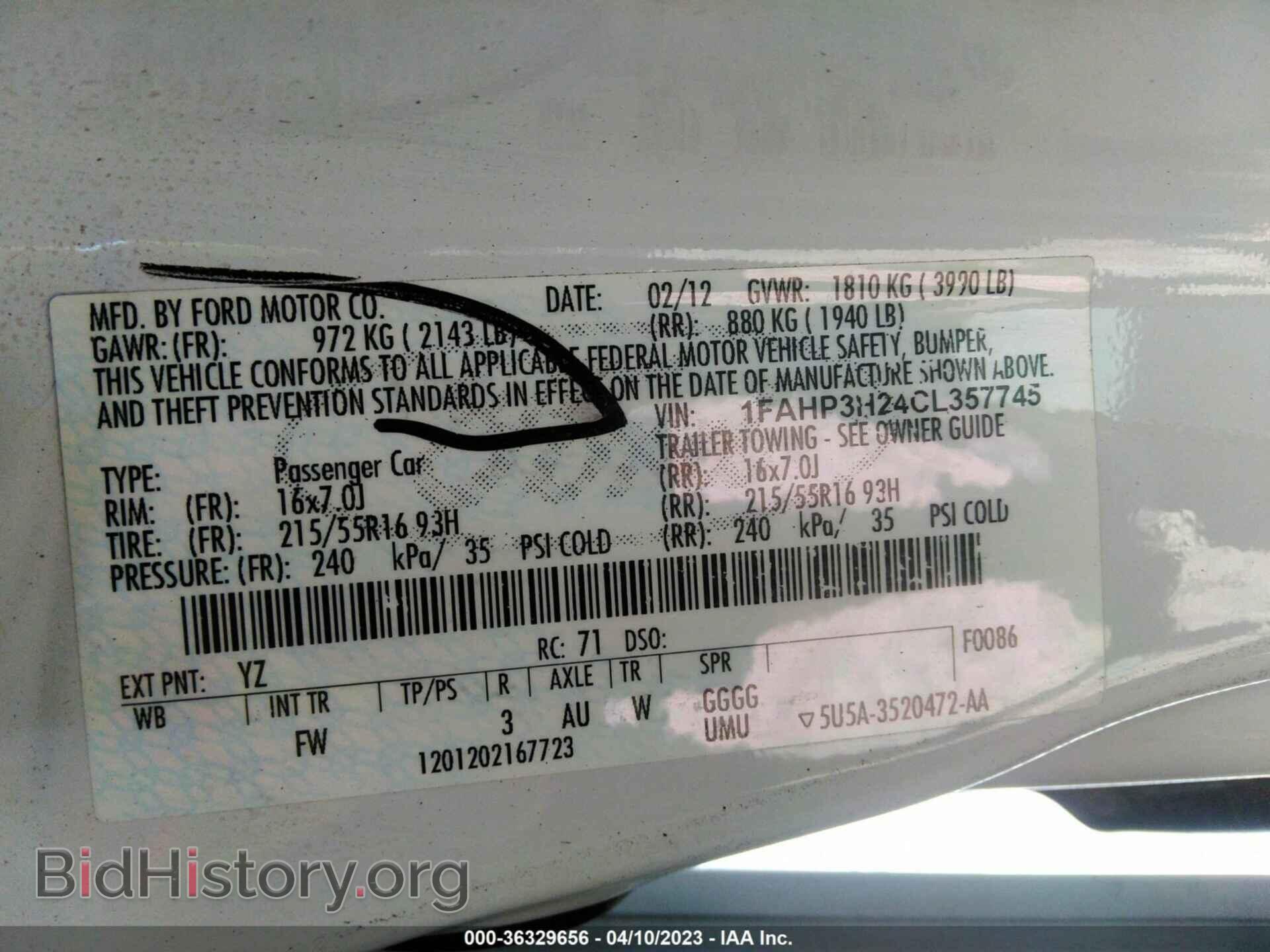 2012 FORD FOCUS - VIN: 1FAHP3H24CL357745 - Фото 9
