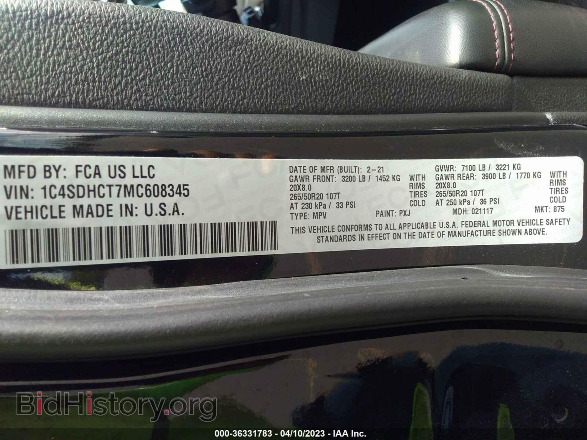 2021 DODGE DURANGO - VIN: 1C4SDHCT7MC608345 - Фото 9