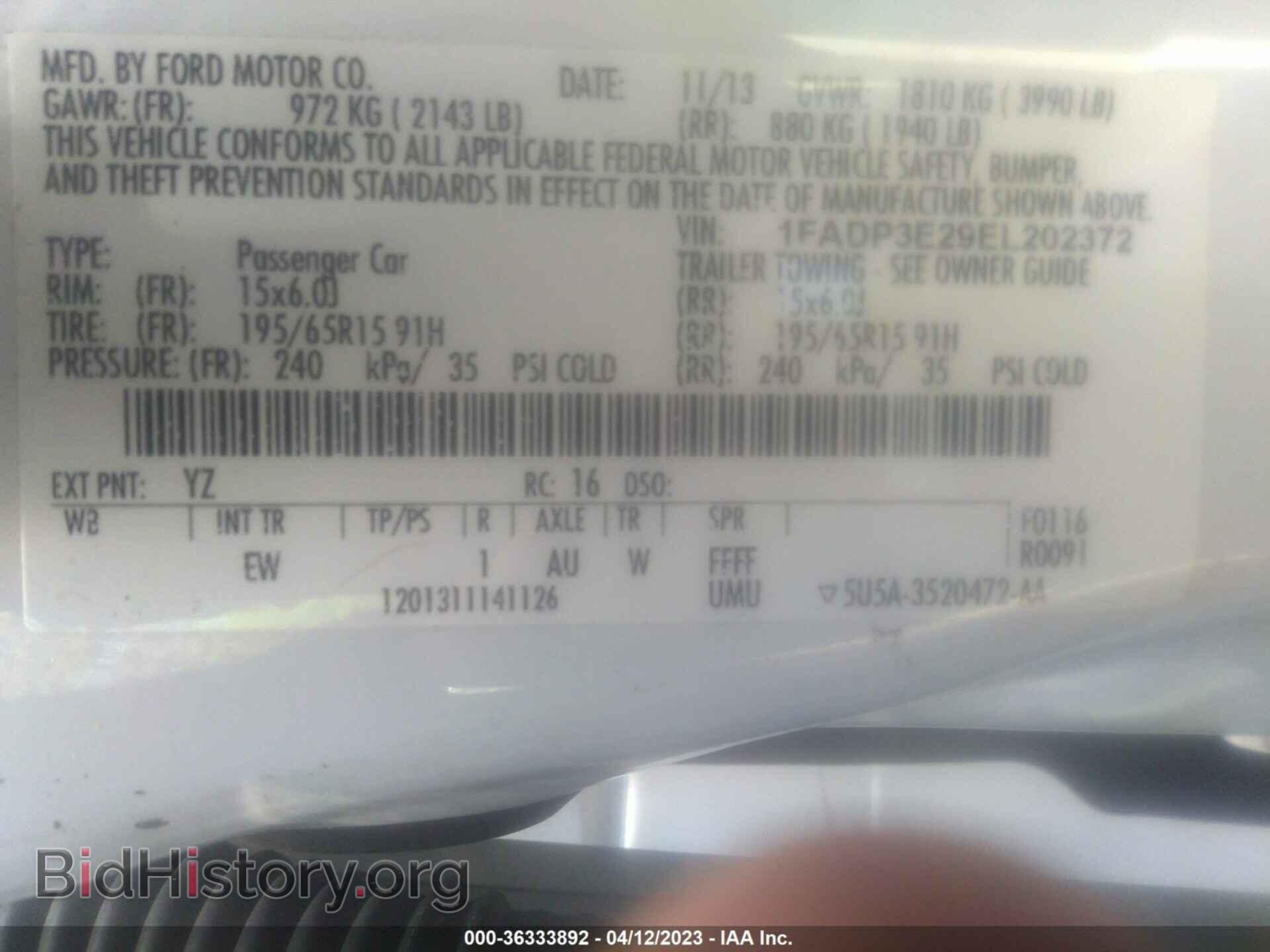 2014 FORD FOCUS - VIN: 1FADP3E29EL202372 - Фото 9